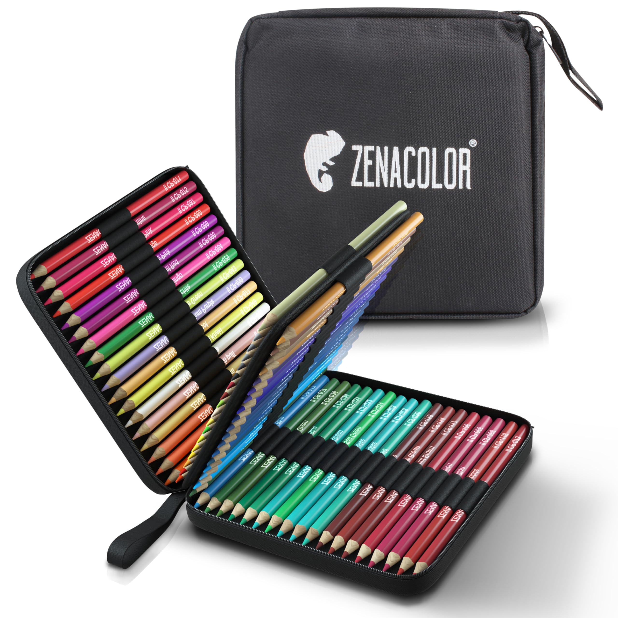 Zenacolor 72 - Lápiz de colores profesional, estuche de transporte, 72 lápices de colores, libro para colorear para niños y mandala, para adultos, lote de lápices de colores