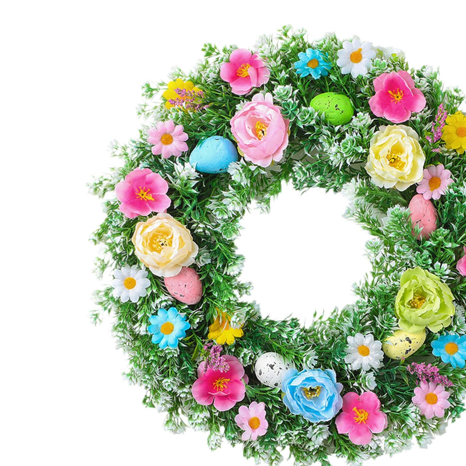 Osterkranz Türkranz Kunstblumen Dekorative Eier mit Blättern Schaumstoff Und Stoff Künstlerisch für Atmosphäre für Geschenk Fenster, 45cm