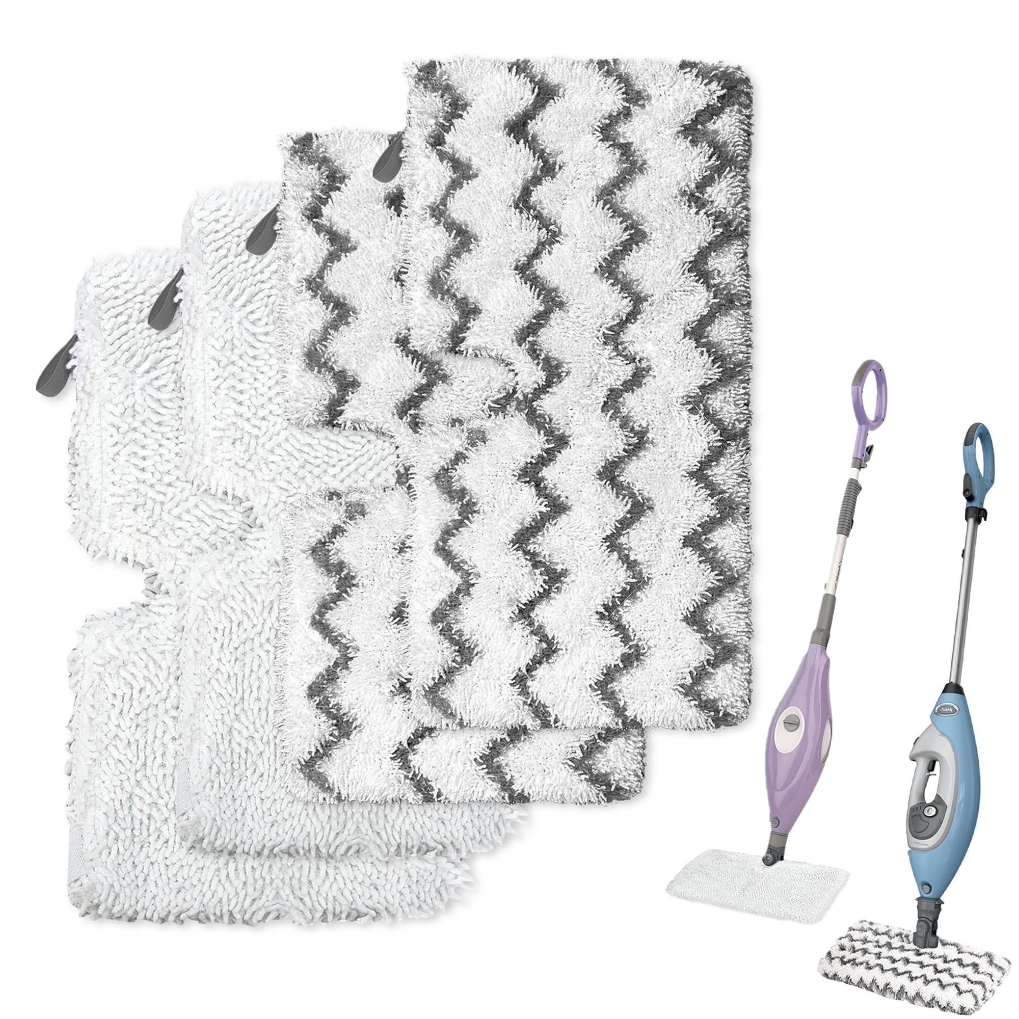 4 paquetes de almohadillas de repuesto para fregona de vapor con tiras de fregona Shark Steam Pocket Mop S3500 S3501 S3601 S3550 S3901 S3801 Almohadillas de vapor de microfibra lavables