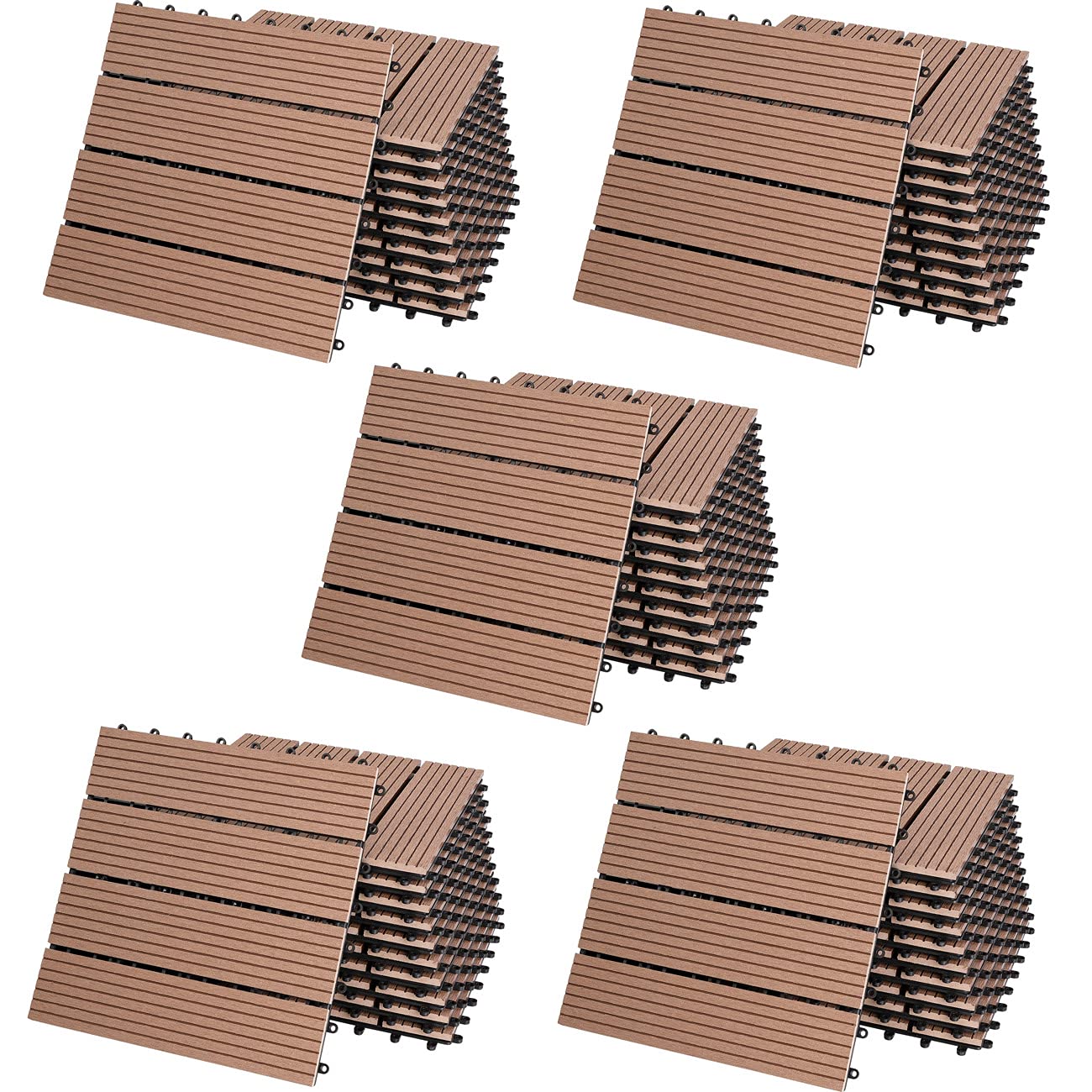 Casaria® 55x Dalles WPC clipsables 30x30cm Dalle terrasse extérieur antidérapant Sol Jardin caillebotis résistant UV intempéries Imitation Bois Composite Balcon Classique Terre Cuite
