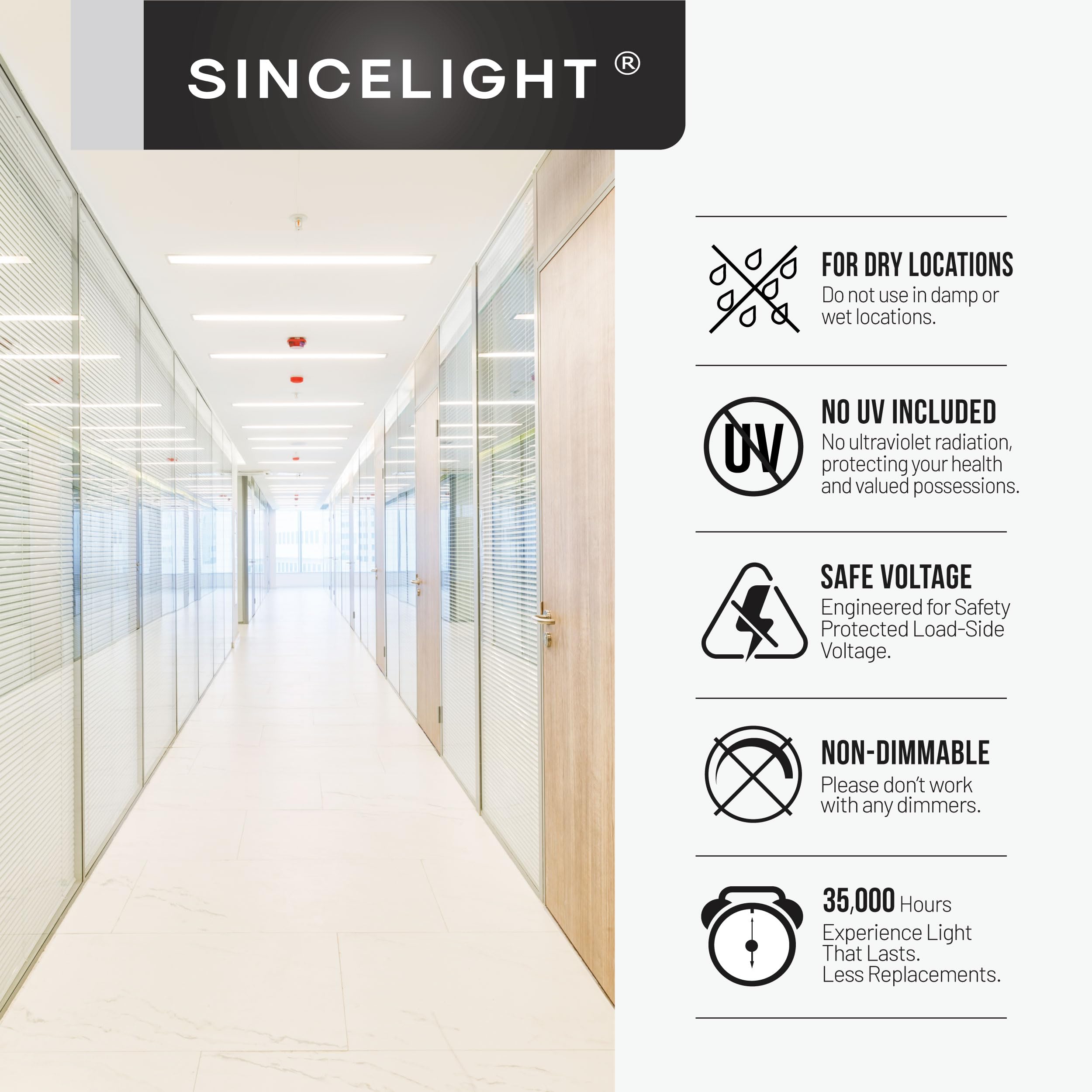 SINCELIGHT LED Kommerzielle Ultradünne Panel-Leuchte 300x1200mm, Flache T-Grid-Deckenleuchte für Büros, Hintergrundbeleuchtung, 4000 Lumen, Neutralweiß 4000K, 5 Stück