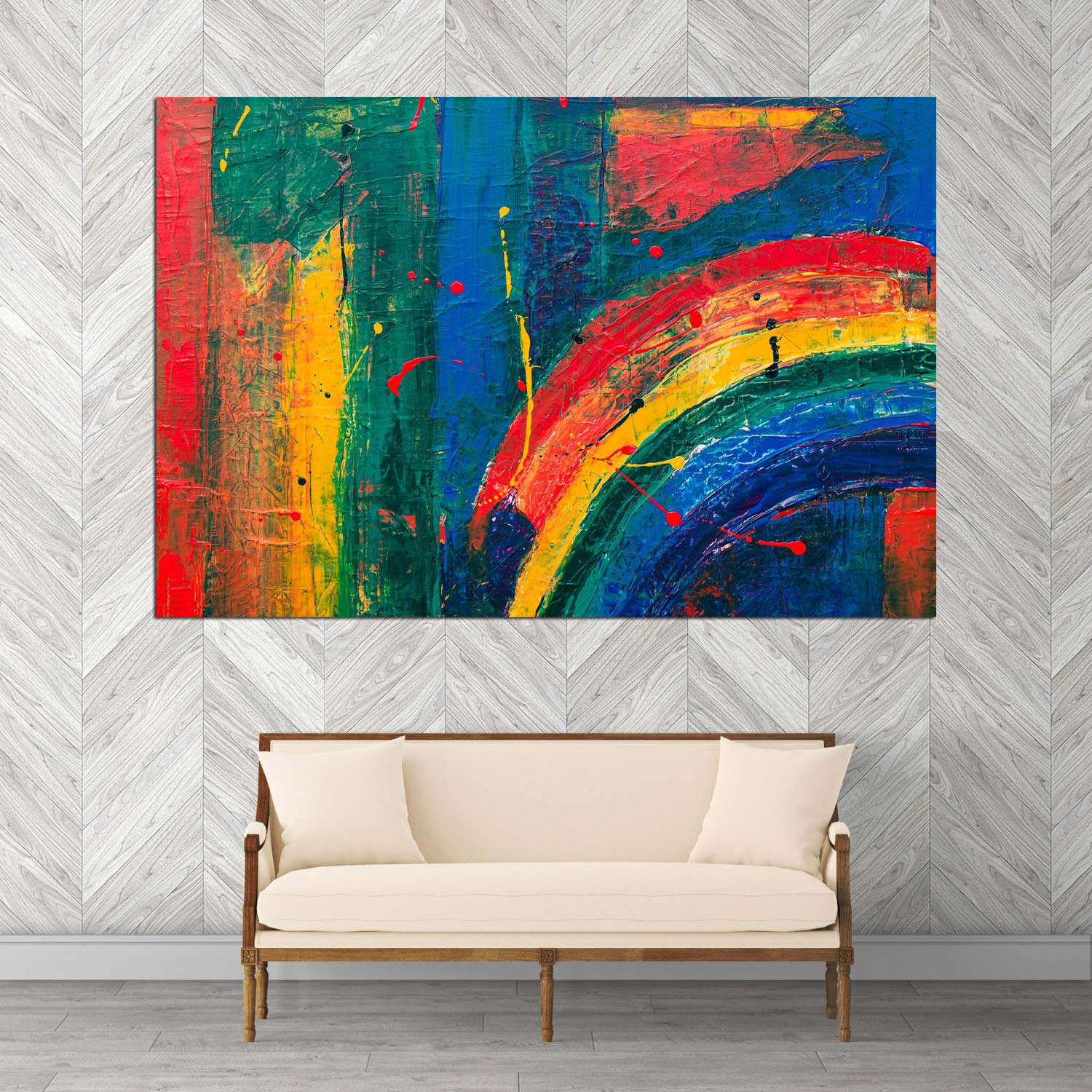 Inephos Framed Canvas Painting Painting Rainbows Modern Abstract