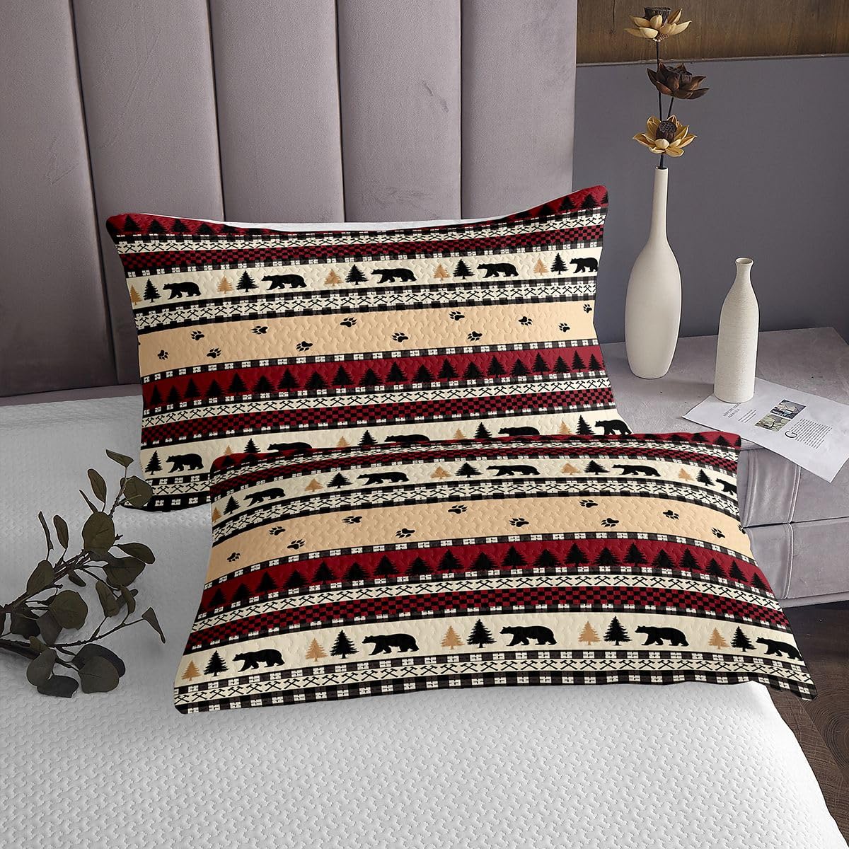 Kołdra w kształcie misia, 2 szt., czarna łapa misia, z nadrukiem, dla dzieci, nastolatków, dorosłych, czarno-czerwona, patchwork, Boże Narodzenie, zestaw pościeli rozmiar S