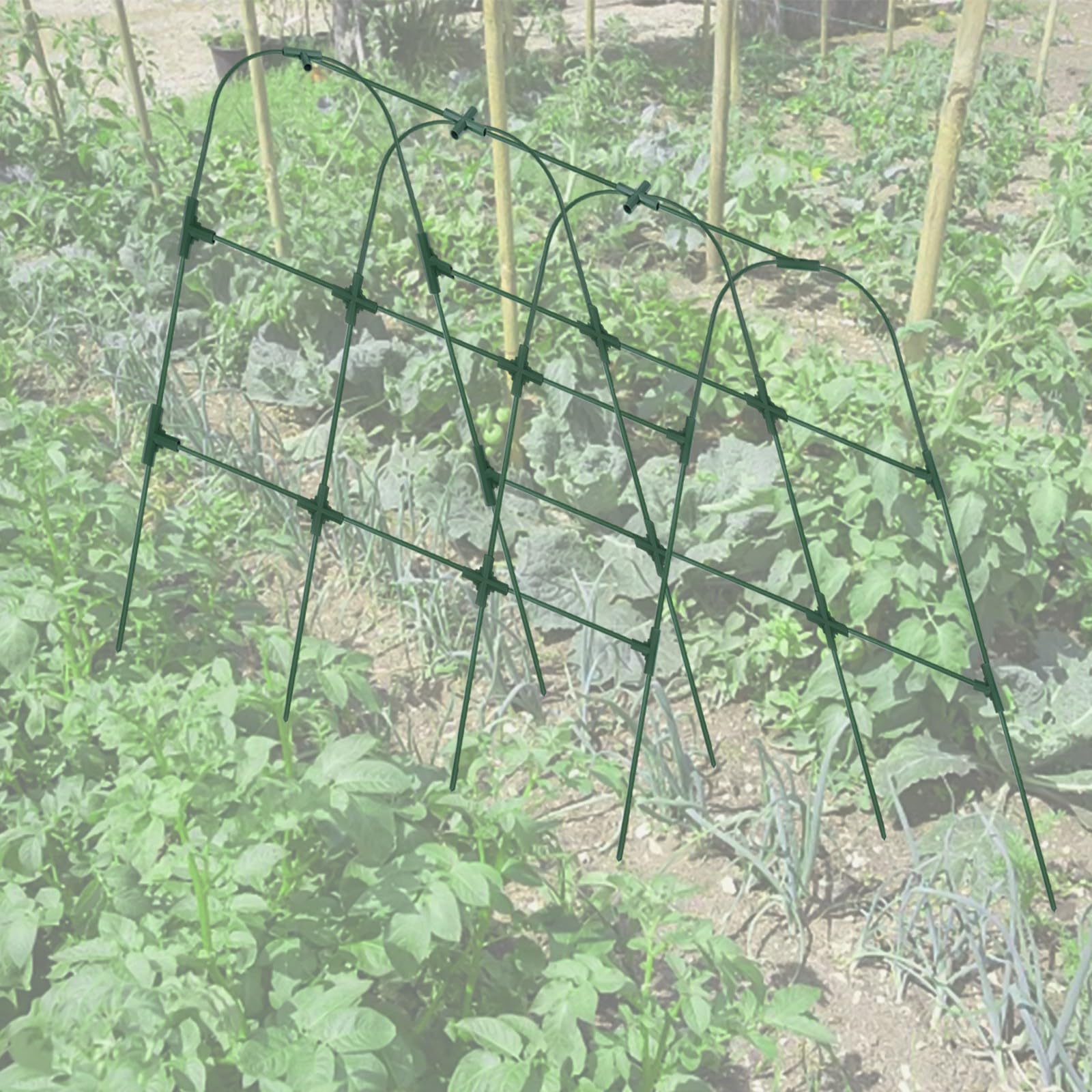 Kratka ogrodowa w kształcie litery U do roślin pnących, 120 cm, stalowa podpórka do ogórków, pomidorów i fasoli, zawiera klipsy łączące, składane, odporne na rdzę