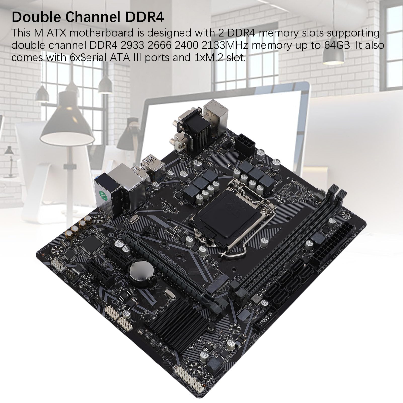 Płyta Główna LGA 1200, Płyta Główna B460m do Gier dla Komputera Stacjonarnego DDR4 2933 2666 2400 2133 MHz Podwójny kanał z 6xserial ATA III 1xm.2 na 10. Generacji dla Rdzenia,