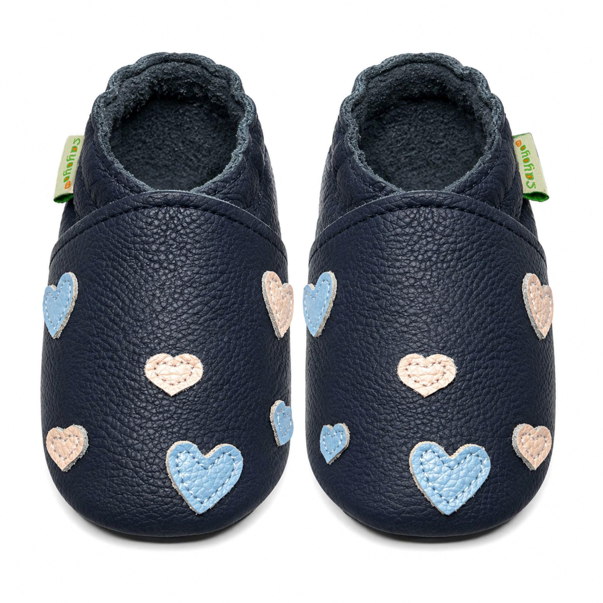 SAYOYO Krabbelschuhe Baby aus Leder Atmungsaktiv und rutschfest Baby Schuhe | Weiches Echtleder und rutschfeste Sohle Süße Lauflernschuhe und Baby Hausschuhe mit Tiermuster für Jungen und Mädchen