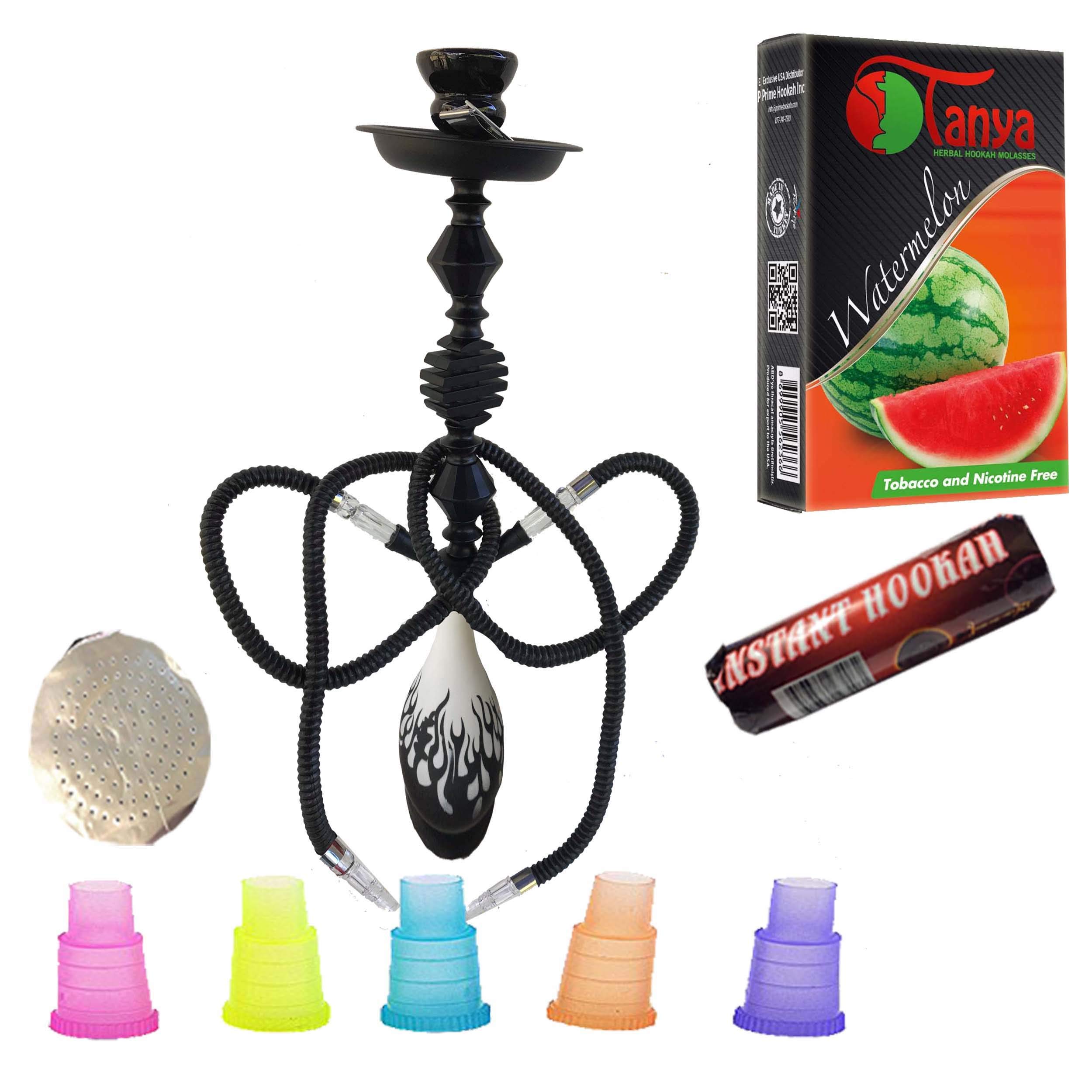 2 Hose Hookah 22 Height Cute Shape Comes with 5 Instant Charcoal 5 Mouth Tips 25 foil Paper