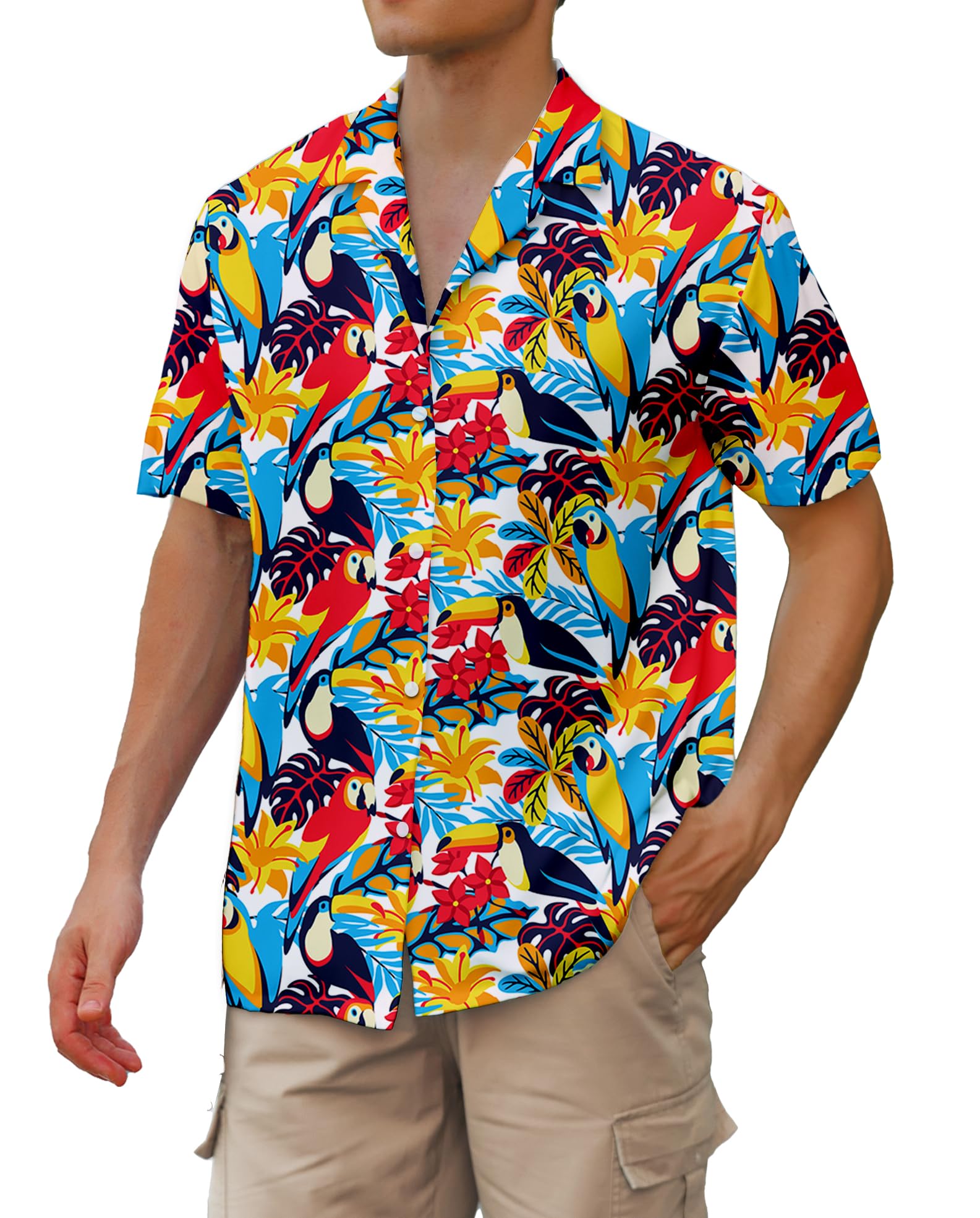 Cromoncent Hawaiian Shirt for Boy&amp;Men Short Sleeve Cuban Collar Tropical Holiday Summer Beach Shirts
