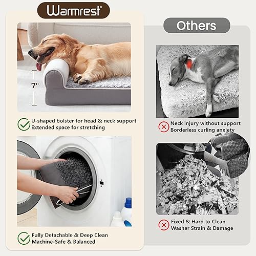 Miniatura 3 de Camas grandes para perros de tamaño grande, cama ortopédica XXL XL para perros de tamaño mediano, sofá grande impermeable con funda extraíble Gris