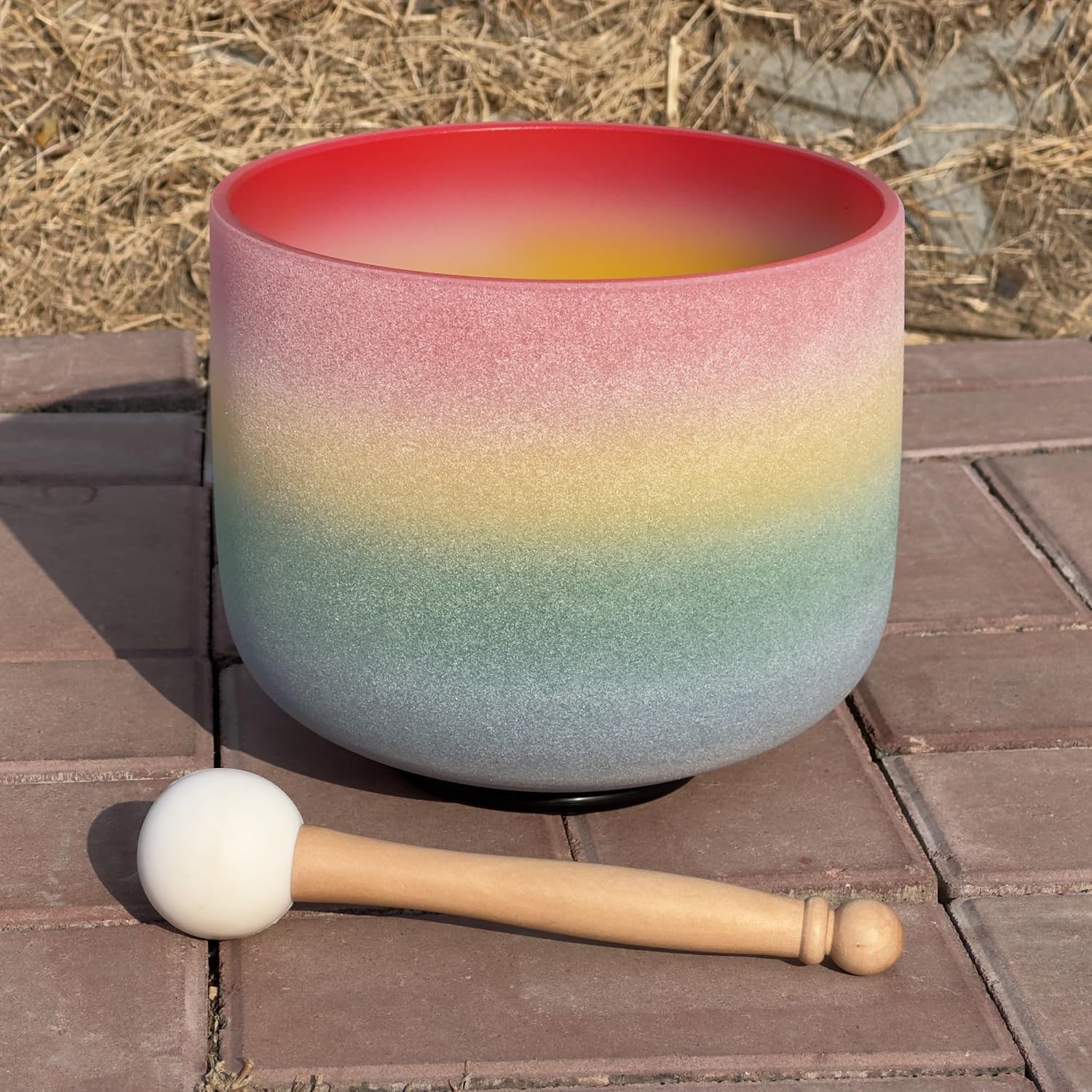8 Inch 528Hz C Note Rainbow Crystal Singing Bowl Root Chakra High C for Sound Healing,Meditation, Mindfulness,Sound Bath,Sound Healing,Chakra Healing