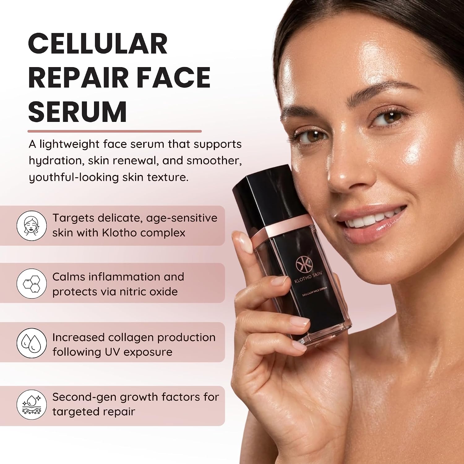 Klothos Anti Aging Facial Serum – Face Serum for Women and Men with Klotho Protein, Growth Factors, Niacinamide & Hyaluronic Acid – Hydrating Skin Care for Fine Lines, Wrinkles and Elasticity (30 ml)