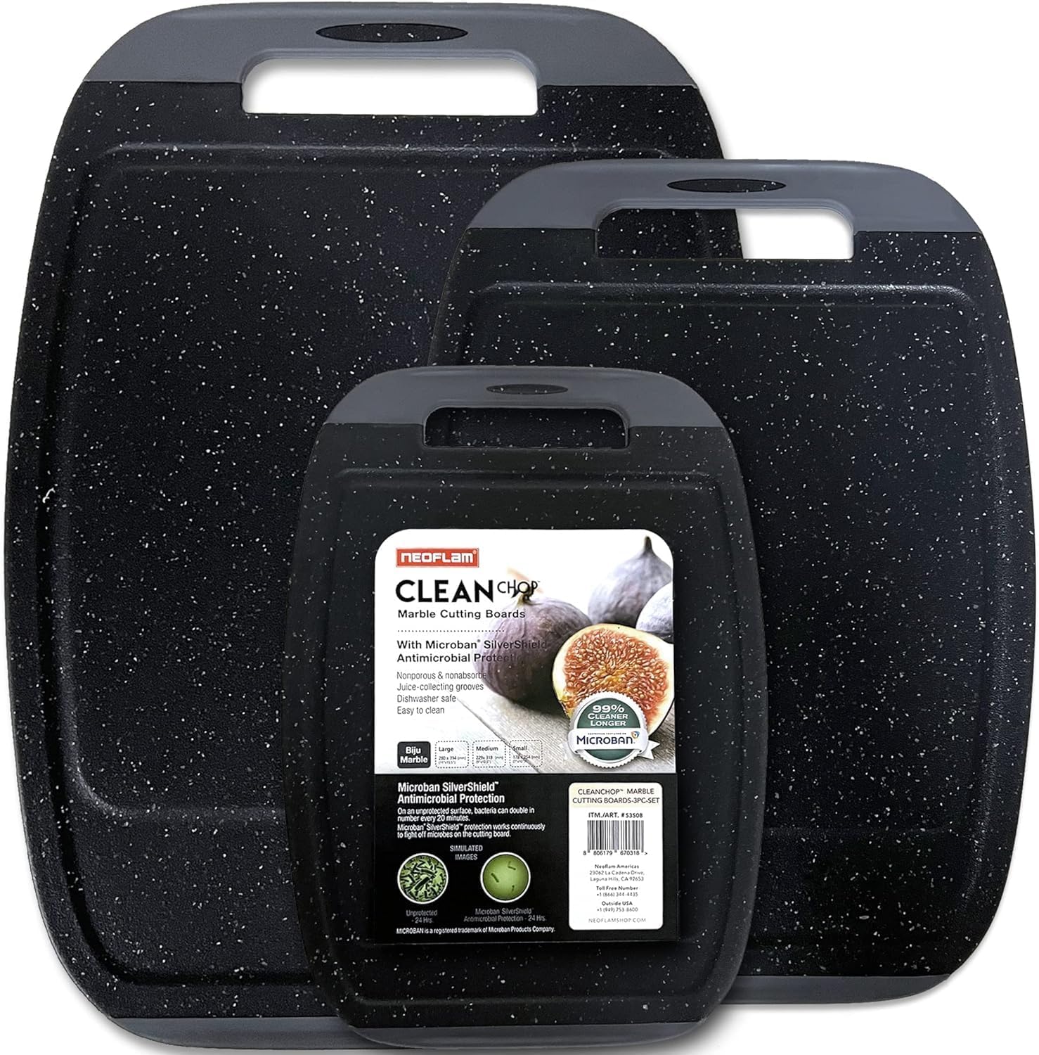 Neoflam Reversible Cutting Boards Set with Larger Juice Groove, Marble Pattern, Non-Slip Grip Handle, Dishwasher Safe, Easy To Clean (3 SET) Neoflam Reversible Cutting Boards Set with Larger Juice Groove, Marble Pattern, Non-Slip Grip Handle, Dishwasher Safe, Easy To Clean (3 SET)