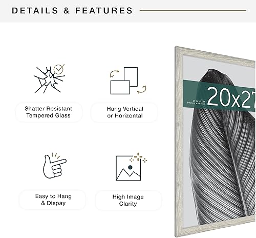 Vista 453 de MCS Studio Gallery Marco para póster de 16 x 24 pulgadas, imitación de veta de madera de color negro, colgar en horizontal o vertical, grande