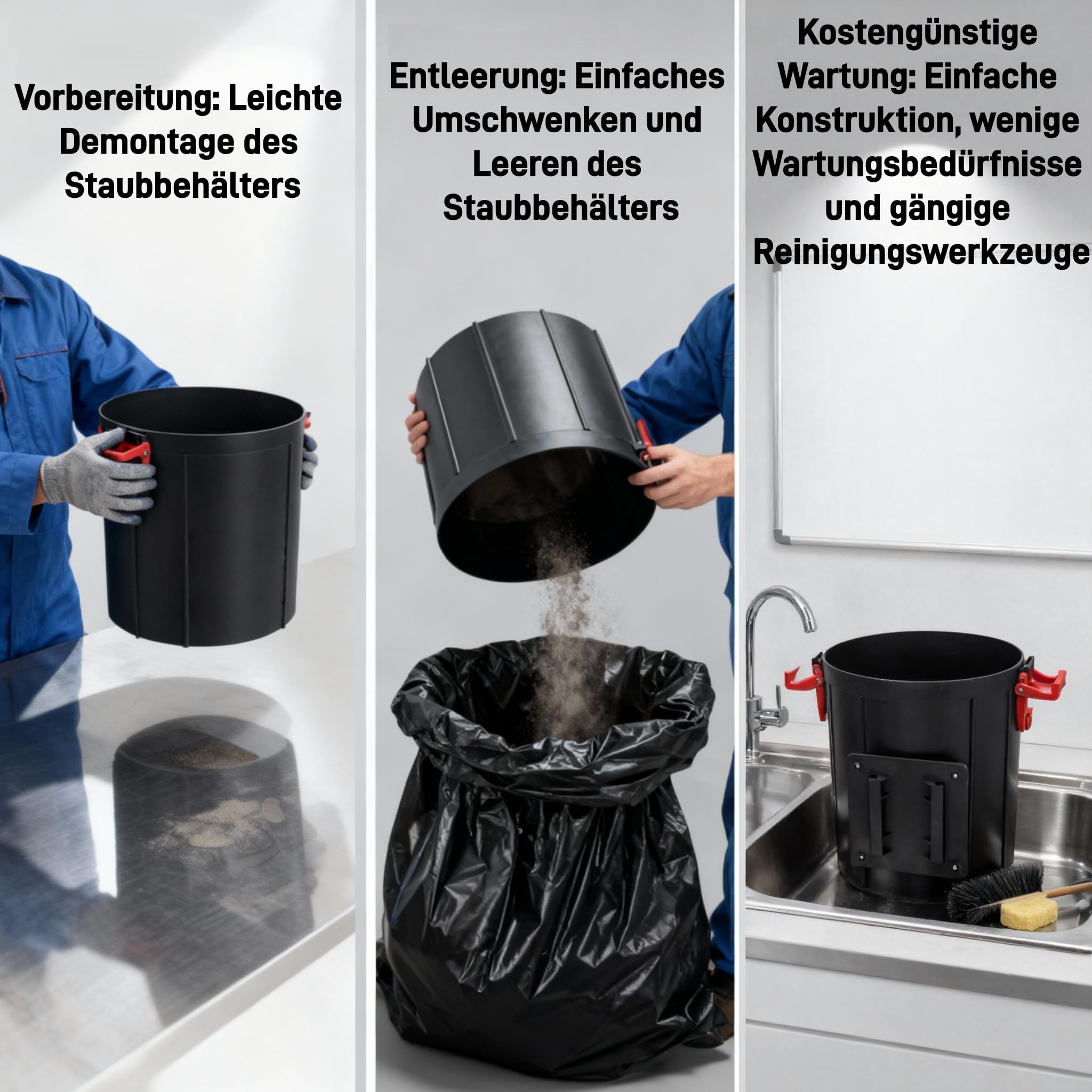 Zyklonabscheider mit Behälter 50mm/2'', Beweglich oder Feststehend mit Staubauffangbehälter Geeignet zum Trennen von Holzspänen, Staub, Metallspänen, Kunststoff, Textilien, Laub und Haaren