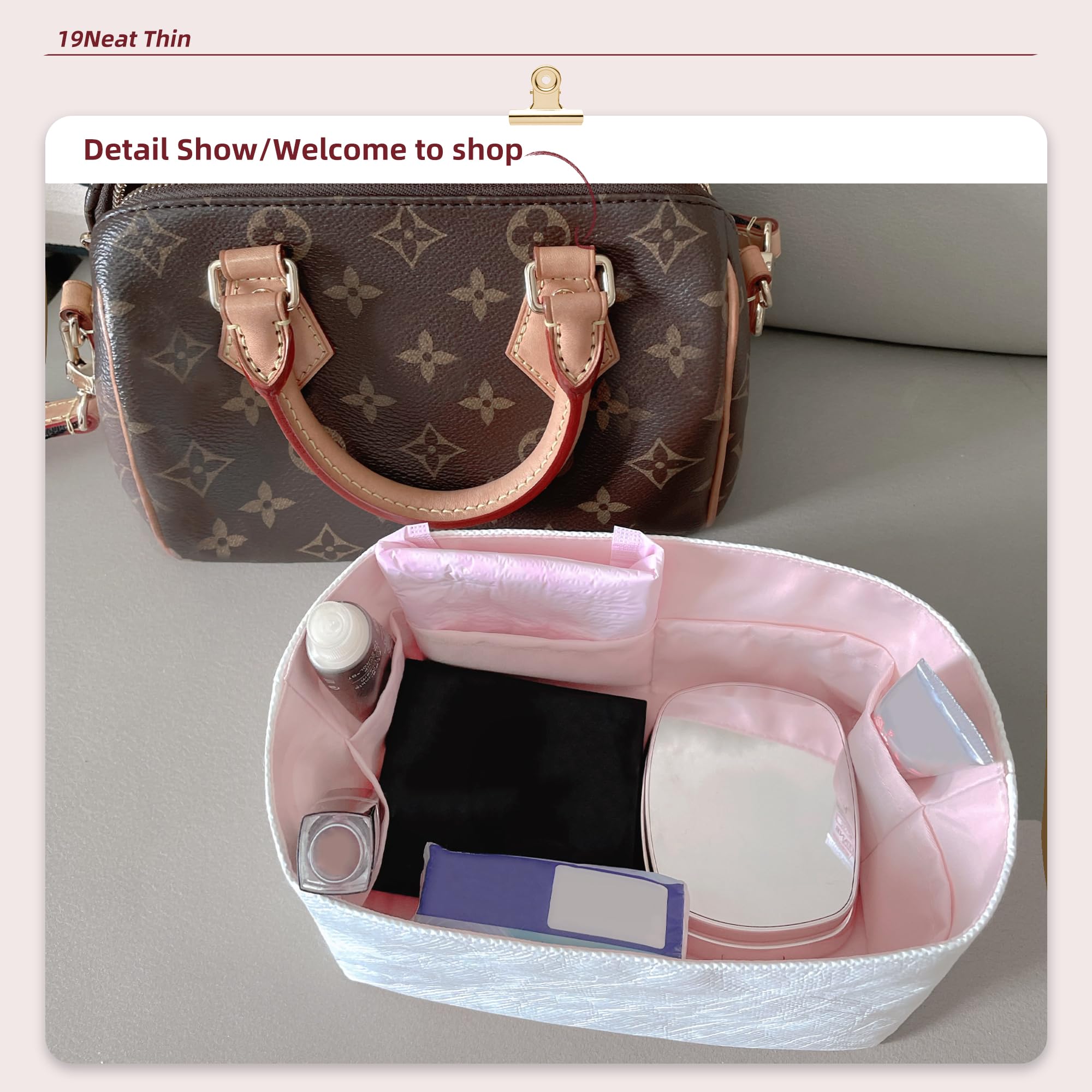 19Neat Purse Organizer For LV Speedy 35 - Thin Lightweight Insert With Multiple Pockets Gold