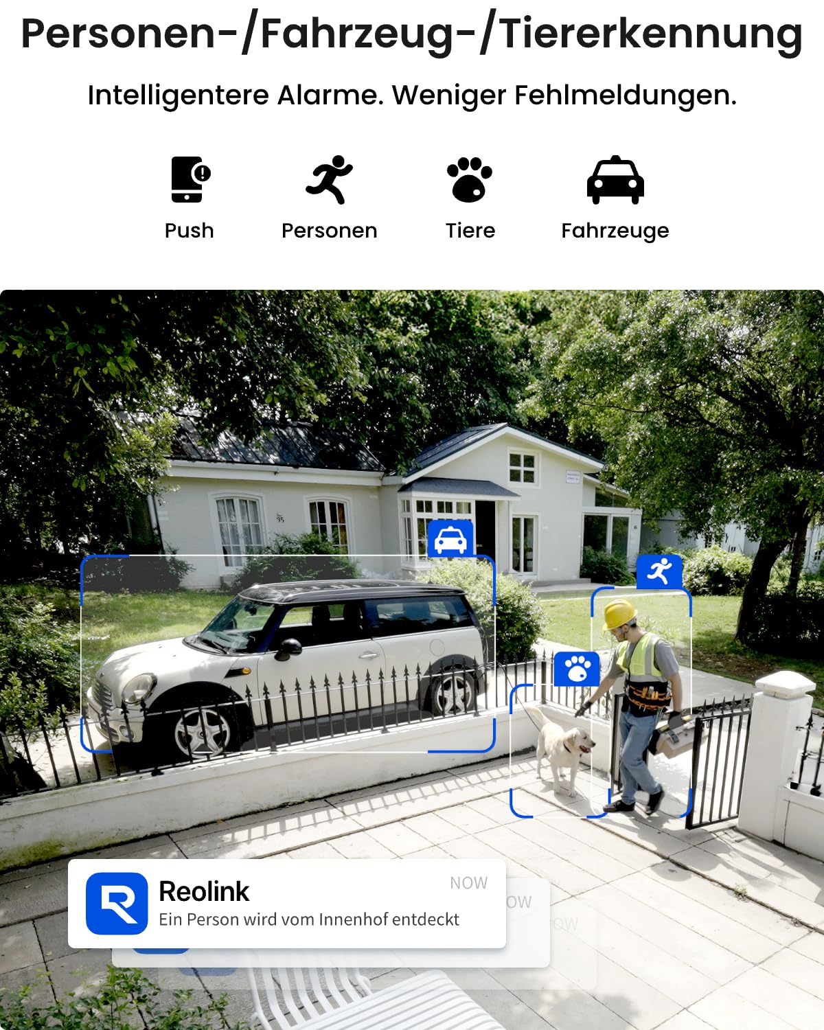 Reolink 4K Smarte PoE Überwachungskamera Aussen mit Personen-/Fahrzeugerkennung, 8MP IP Kamera mit Audio und microSD Kartensteckplatz, IR Nachtsicht, IP67 Wasserfest, Zeitraffer, RLC-810A