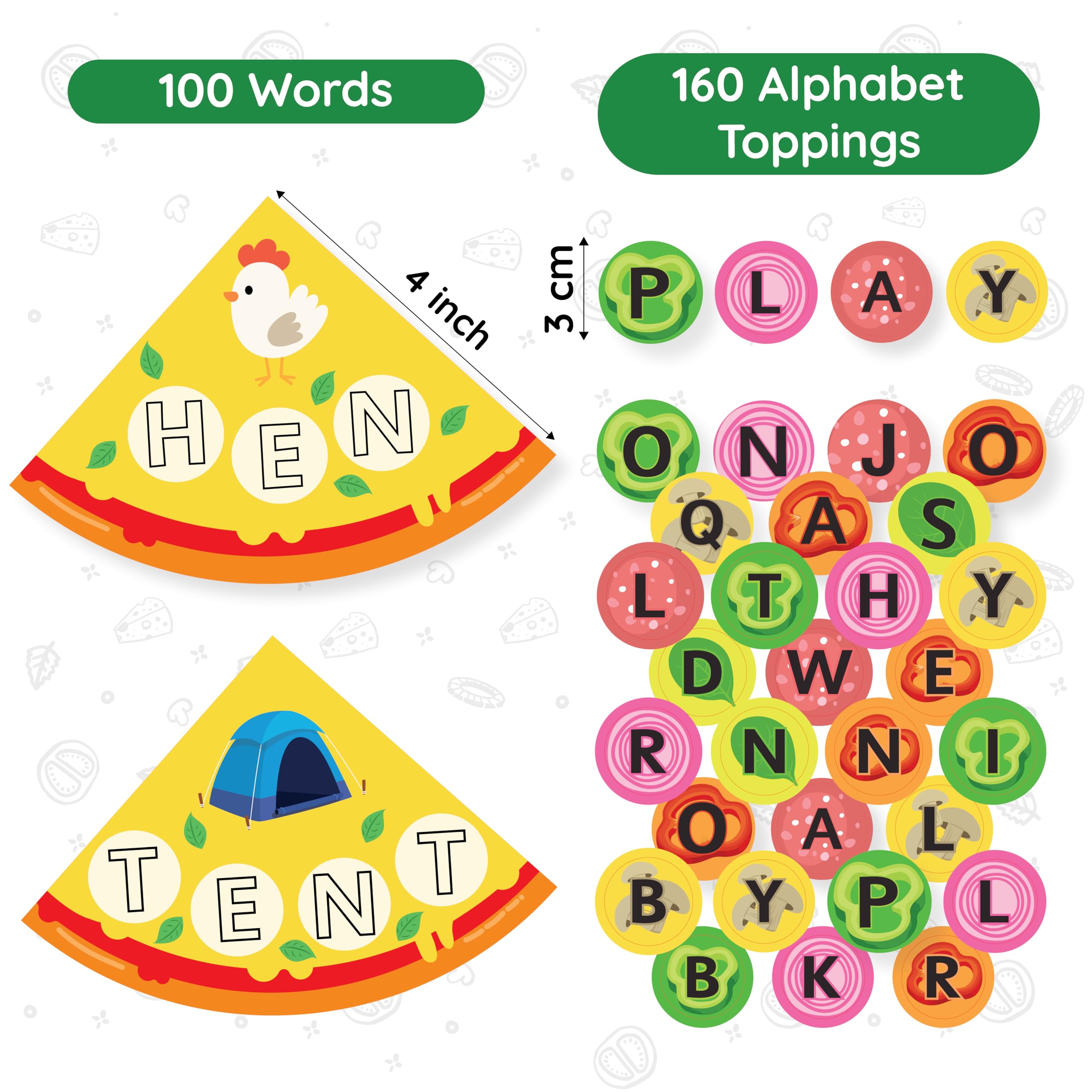 Zicster Word Pizza: Spelling Games for Ages 4-6 | Classroom Games | 160 Alphabet Toppings and 100 Words | Fun Preschool & Kindergarten Learning Activity | Homeschool Essentials - Image 4