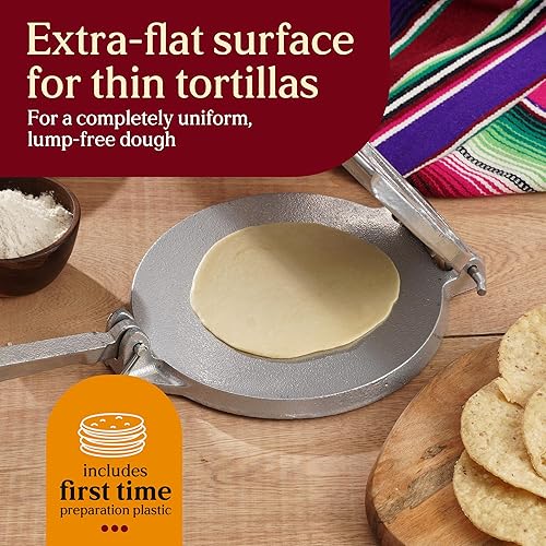 Miniatura 4 de Estrella Prensa de Tortilla de Hierro Fundido de 7,5 pulgadas y Pataconera