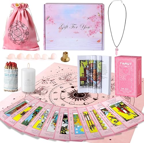 Myripoly Juego de cartas de tarot con significados en ellos, juego de tarot para principiantes, paño para untar tarot, bolsas de terciopelo, cartas