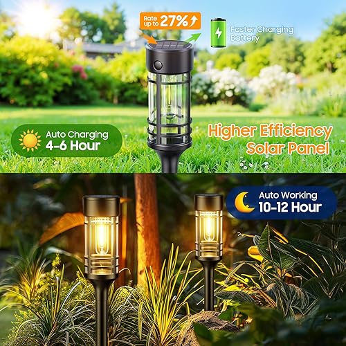 Miniatura 4 de LETMY 12 Pack Solar Pathway Lights Outdoor, Solar Lights Outdoor Waterproof IP65, Bright Solar Garden Lights Outdoor, Auto OnOff Outdoor Solar
