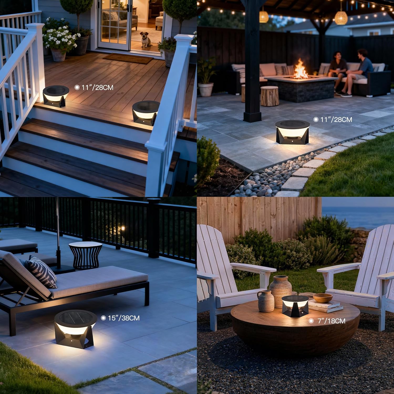 14.96" Floor Lamp with Remote Control, IP54 Large Solar Lanterns Outdoor Waterproof, 3000K LED Solar Patio Lights Outdoor Free Standing, Dimmable Modern Floor Lamp, Smart Garden Patio Lantern