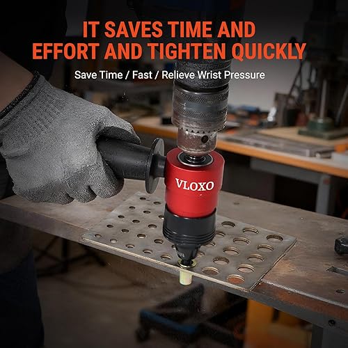Miniatura 2 de VLOXO - Adaptador de tuerca de remache para taladro eléctrico, kit de pistola de remache mejorado con 13 cabezales de hierro diferentes y 245
