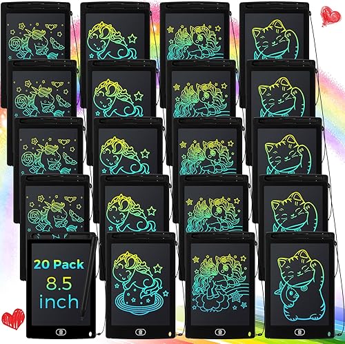 Zhehao Paquete de 20 tableros de escritura LCD para niños, tablero de garabatos de 8.5 pulgadas, reutilizable, almohadilla de dibujo borrable,
