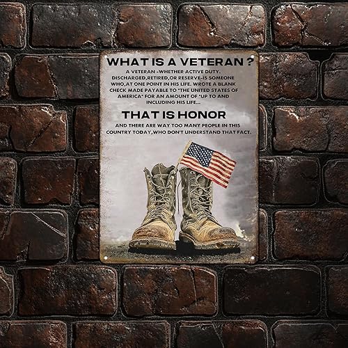 Miniatura 4 de KIYOYO Letreros de lata vintage con texto en inglés "What Is A Veteran", póster de soldado, póster retro divertido de metal, póster vintage para