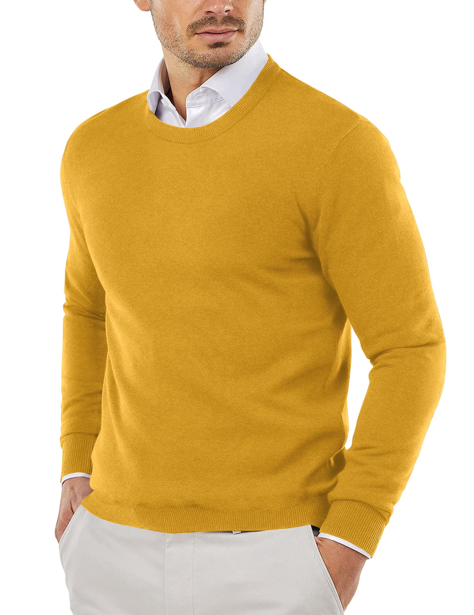COOFANDY Men's Crewneck Sweaters Long Sleeve Knit Dress Slim Fit Pullover | Basic Crew Neck Knitted Sweater, Business Casual Fashion Tops, Lightweight Soft, Regular Fit, Fall Winter