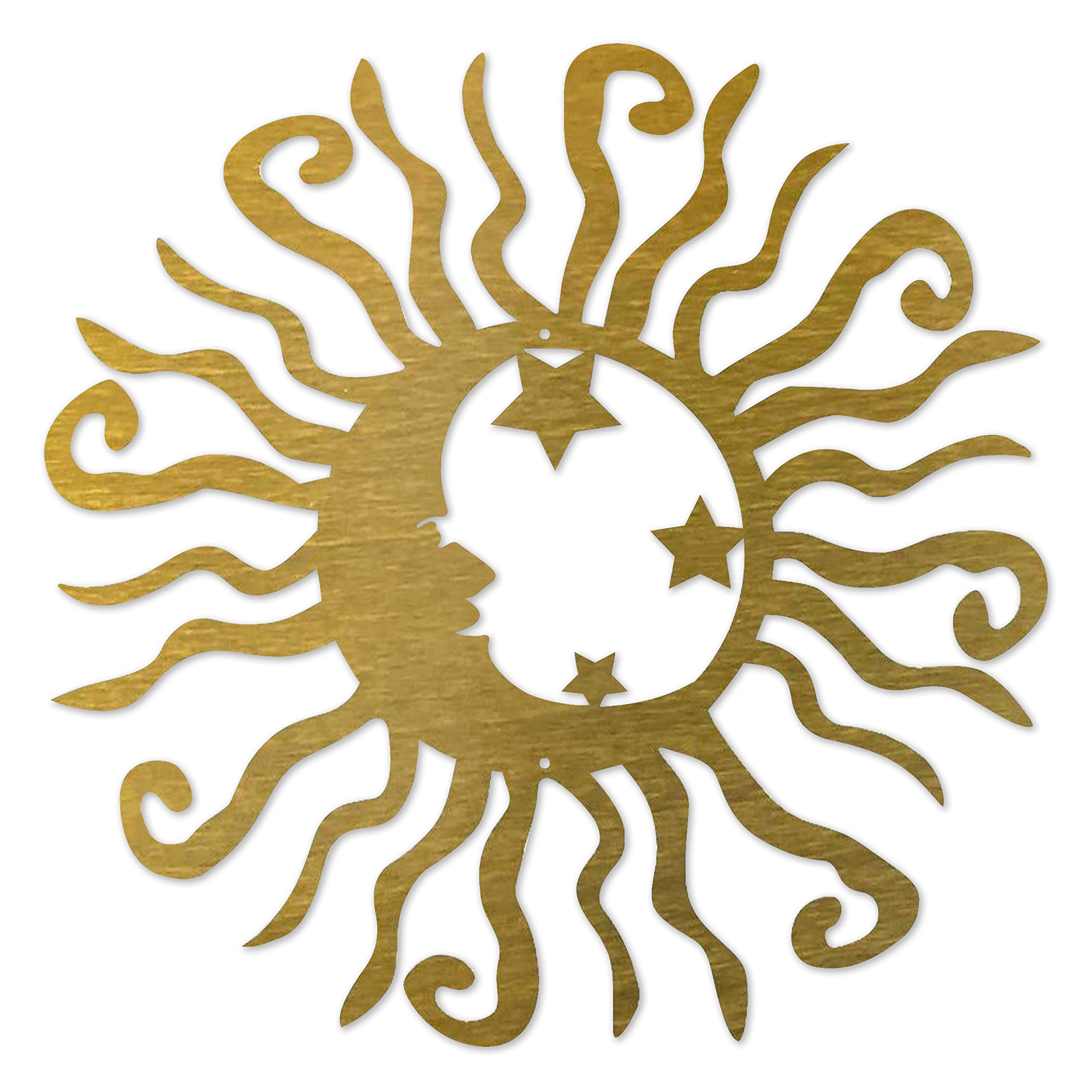 Riverside Designs Wacky Solar Moon Metal Wall Art Steel Outdoor Decor | Heavy-Duty and Waterproof | Made in USA (Gold, 18" L x 18" W)