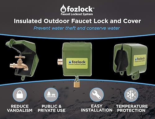 Miniatura 2 de Fozlock Sistema de bloqueo de grifo para exteriores cerradura de grifo de agua aislada y cerradura de manguera de jardín con tapa acero inoxidable