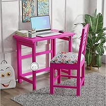 VK Furniture Wooden Folding Study Table for Adults | Writing Desk Foldable Table | Space Saving, Easy to Store | Solid Wood, Pink