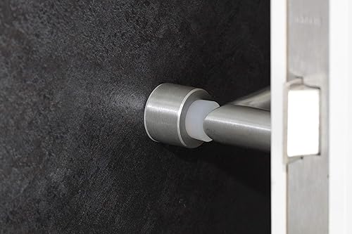 Miniatura 10 de Tope de puerta montado en la pared  1.1 x 1.1 pulgadas  Instalación adhesiva o atornillada  Caucho blanco  Acero inoxidable  Mate  Gran adherencia