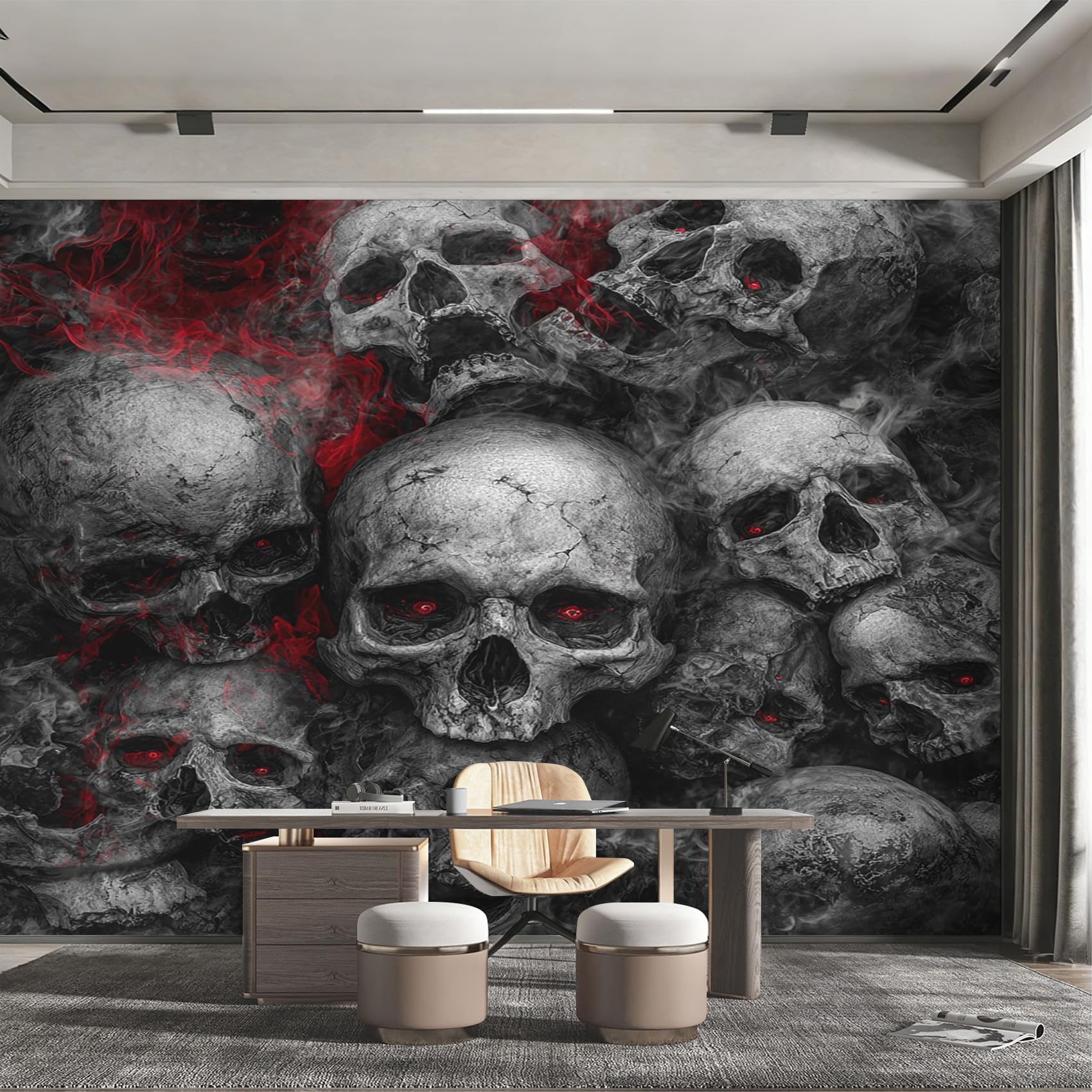 Papier Peint Panoramique Crâne Gothique XXL Poster Mural Déco Salon Chambre