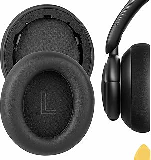 Geekria QuickFit Protein Leather Replacement Ear Pads for Anker Soundcore Life Q30 Soundcore by Anker Life Q35 Headphones Earpads, Headset Ear Cushion Repair Parts (Black)