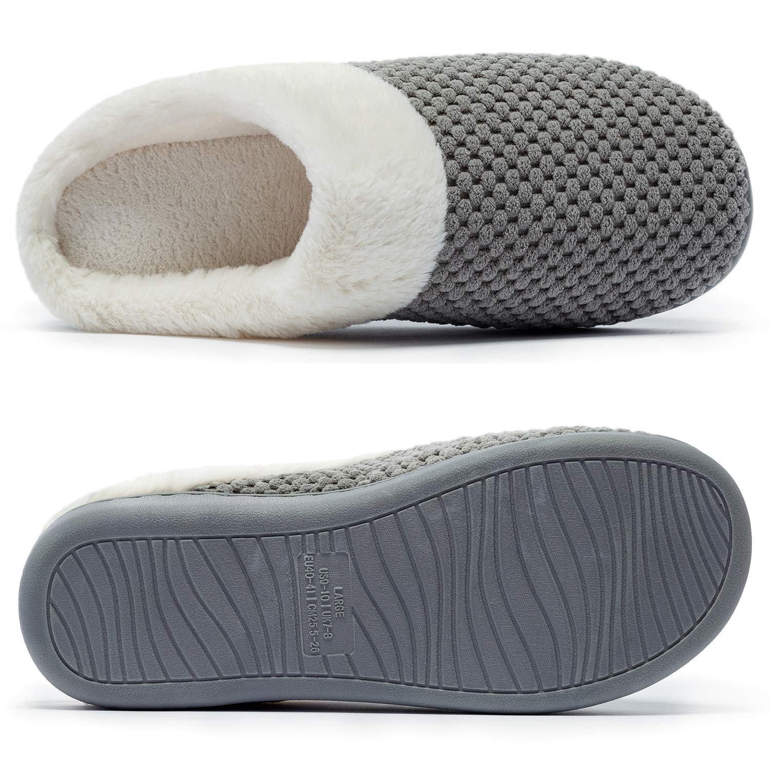Zapatillas de Estar por casa con Forro de vellón para Mujer Antideslizantes Espuma de Memoria para Interiores Zapatos cálidos acogedores de la casa