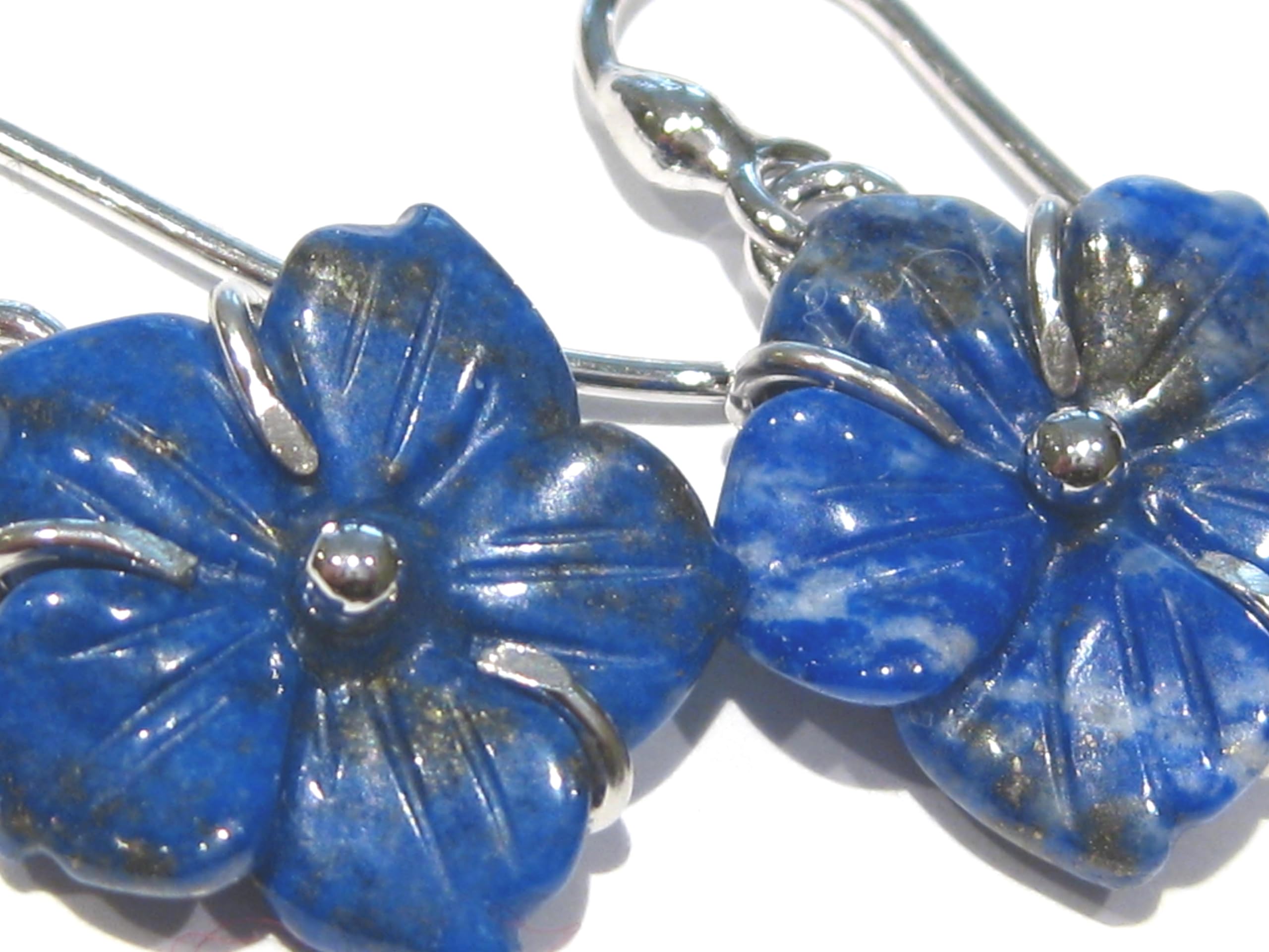 orecchini fiore lapislazzuli blu argento 925%