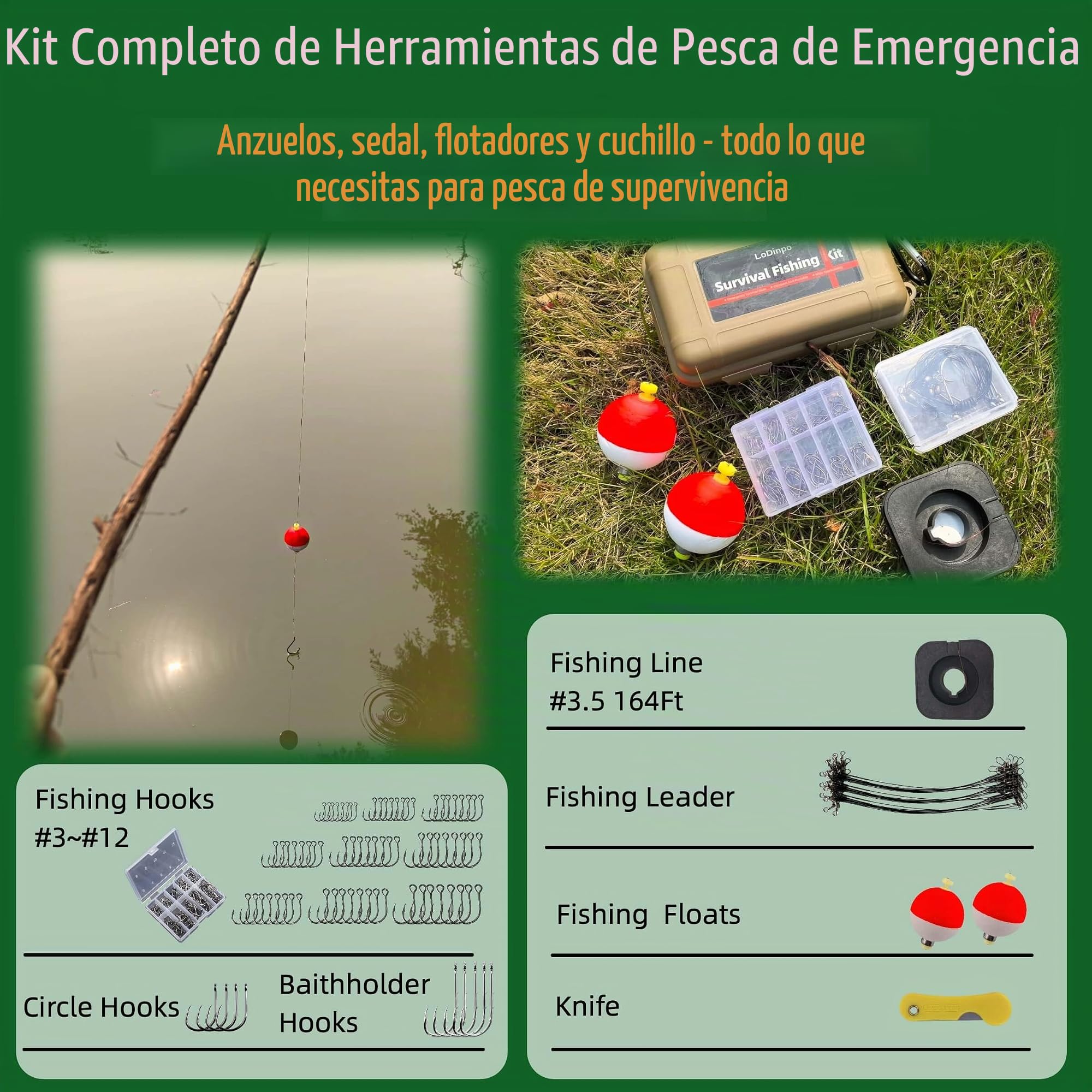Mini kit de pesca de supervivencia, caja de aparejos de pesca de emergencia, caja de pesca al aire libre, juego de pesca de viaje, fiesta, pesca, caja de zapatos, surf, supervivencia