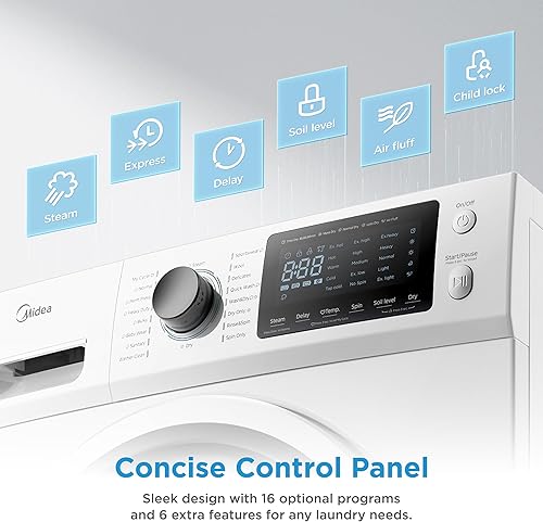 Miniatura 8 de Midea Combo de lavadora y secadora de 24 pulgadas, lavadora y secadora todo en uno, 2.7 pies cúbicos 26 libras, lavadora sin ventilación, cuidado de