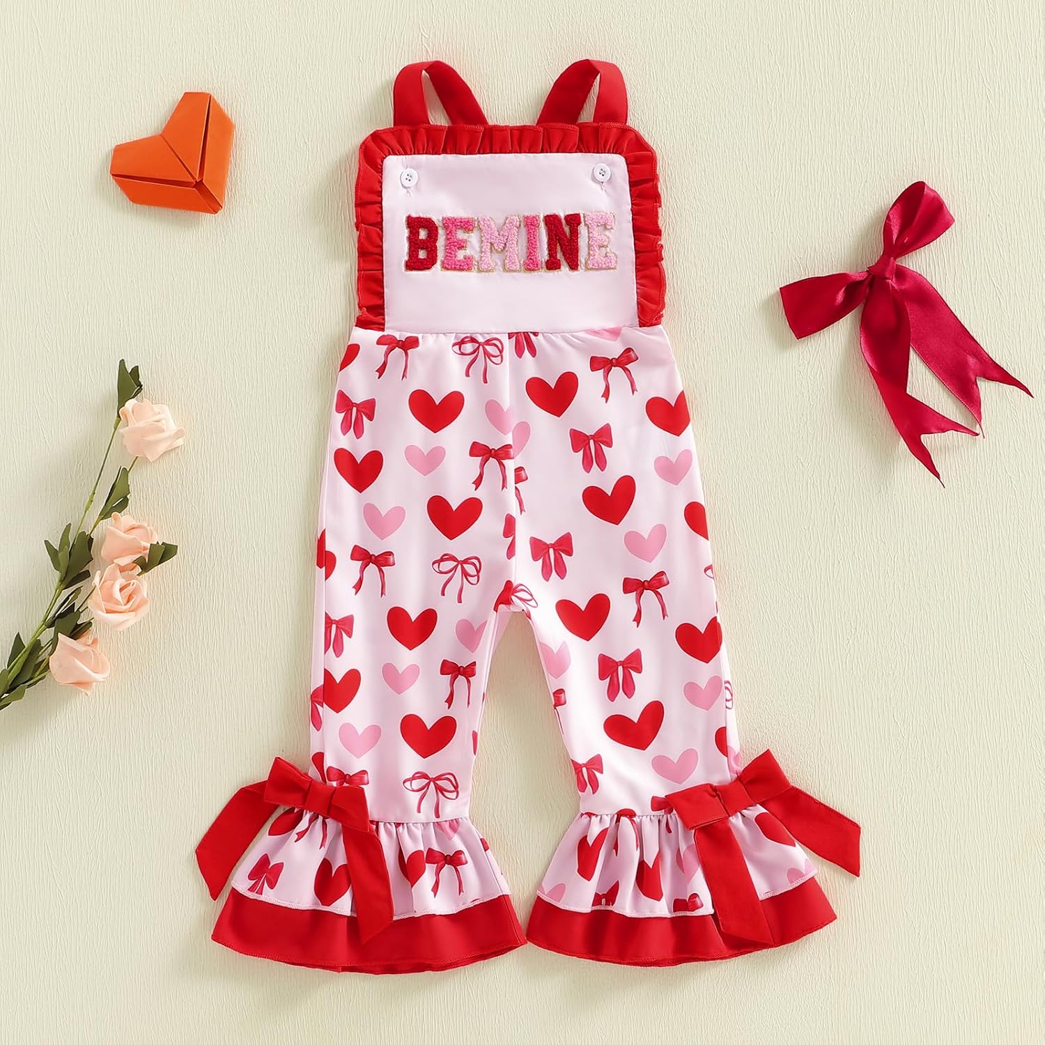 Baby Girl Boy Birthday Outfit Toddler Overalls Bell Bottoms Jumpsuit Infant Suspender Pants Spring Fall Clothes