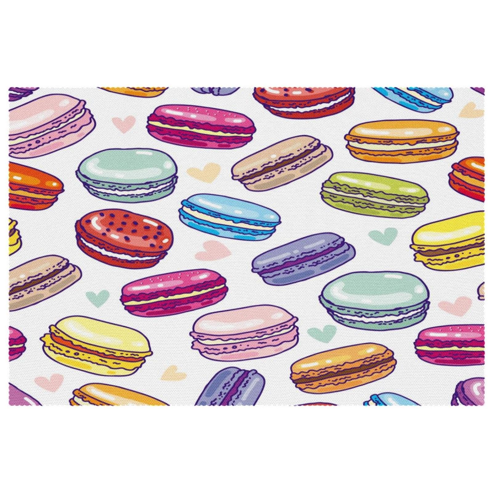 Sets de table macarons lavables en tissu Oxford résistant chaleur pour décoration cuisine maison
