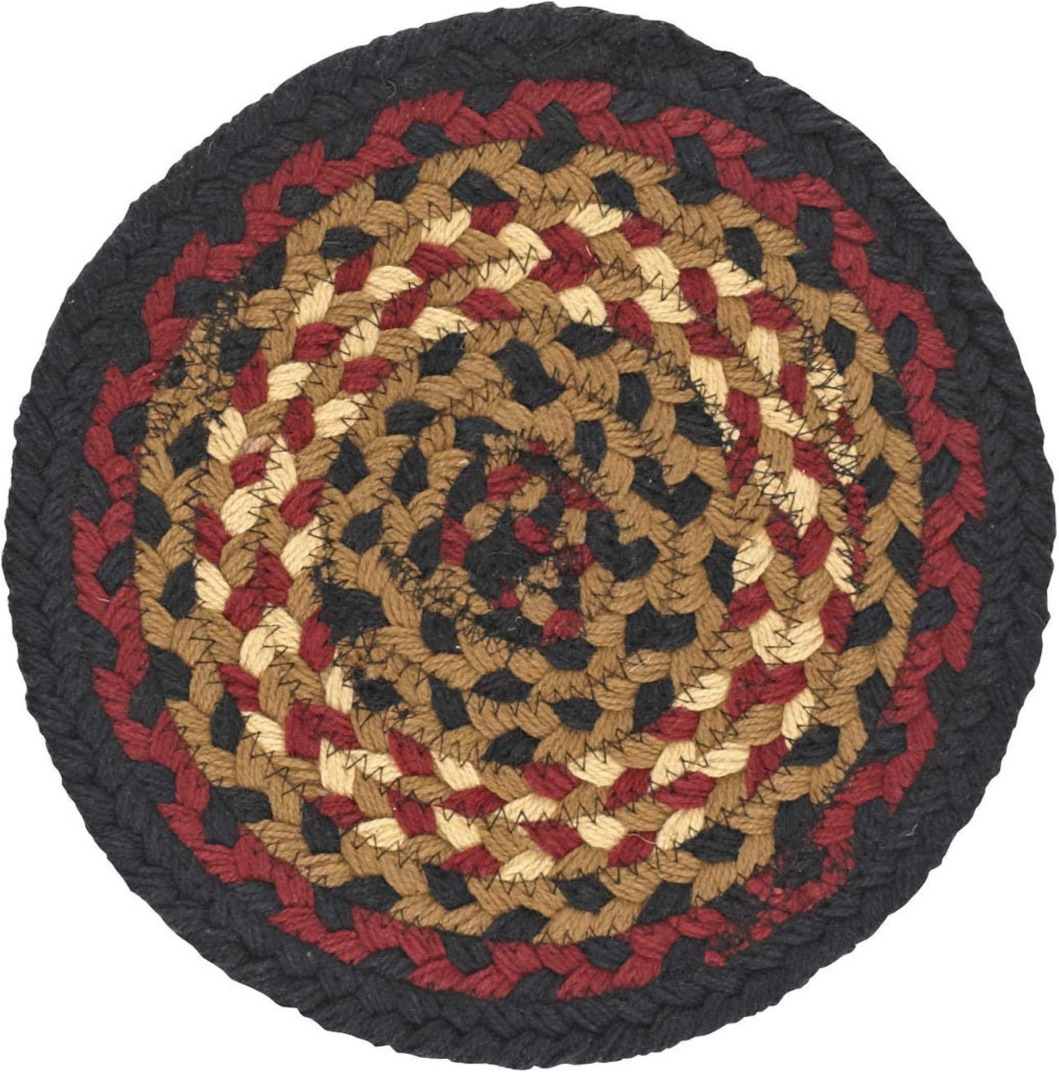 Folk Art Braided Trivet Set of Six 8" Dia