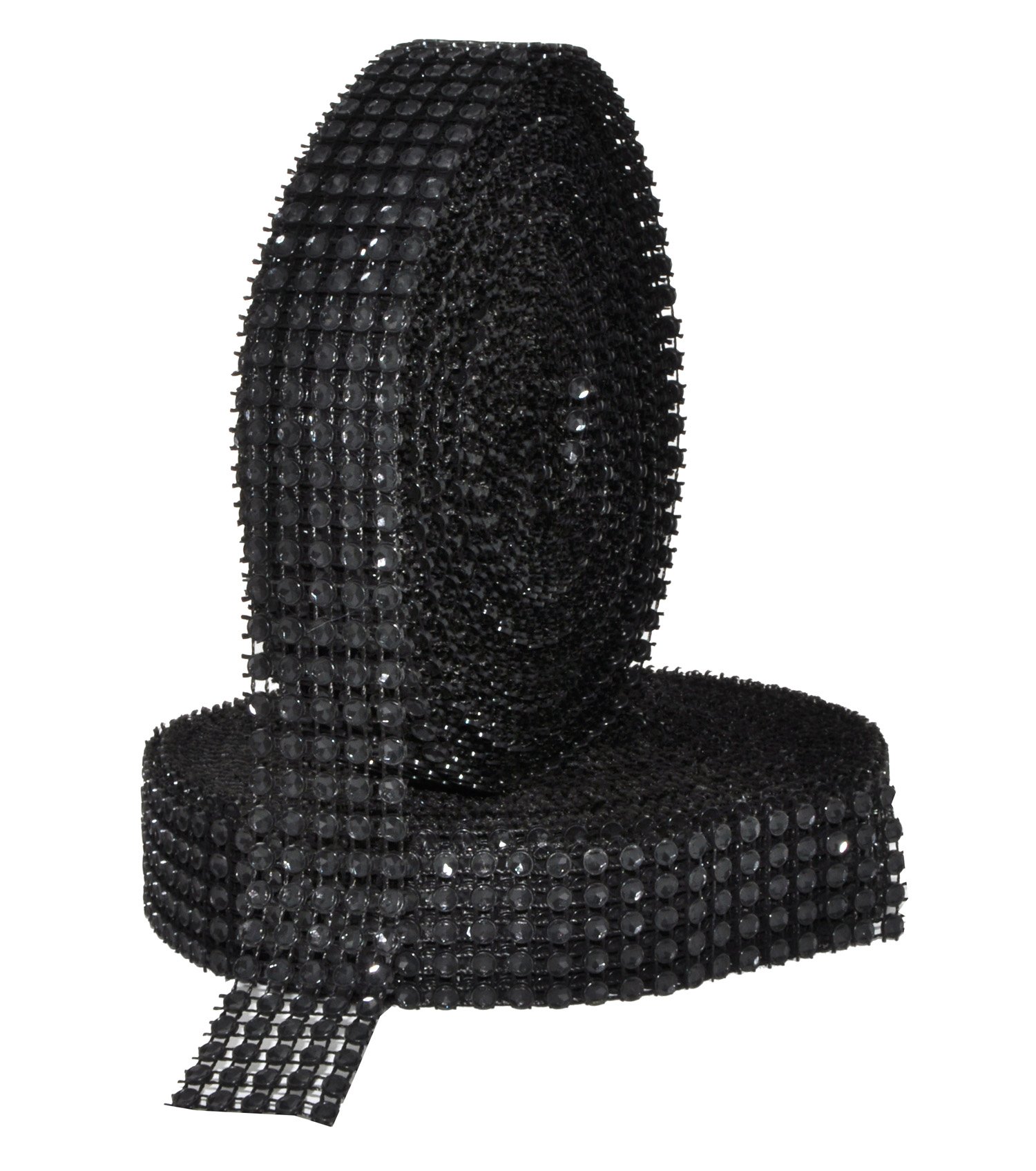 Mandala Crafts Black Bling Wrap Rhinestone Ribbon - 1 in 20 Yds Crystal Rhinestones Mesh Ribbon - Diamond Wrap Rhinestone Strips Roll for Crafts Wedding Party Decoration