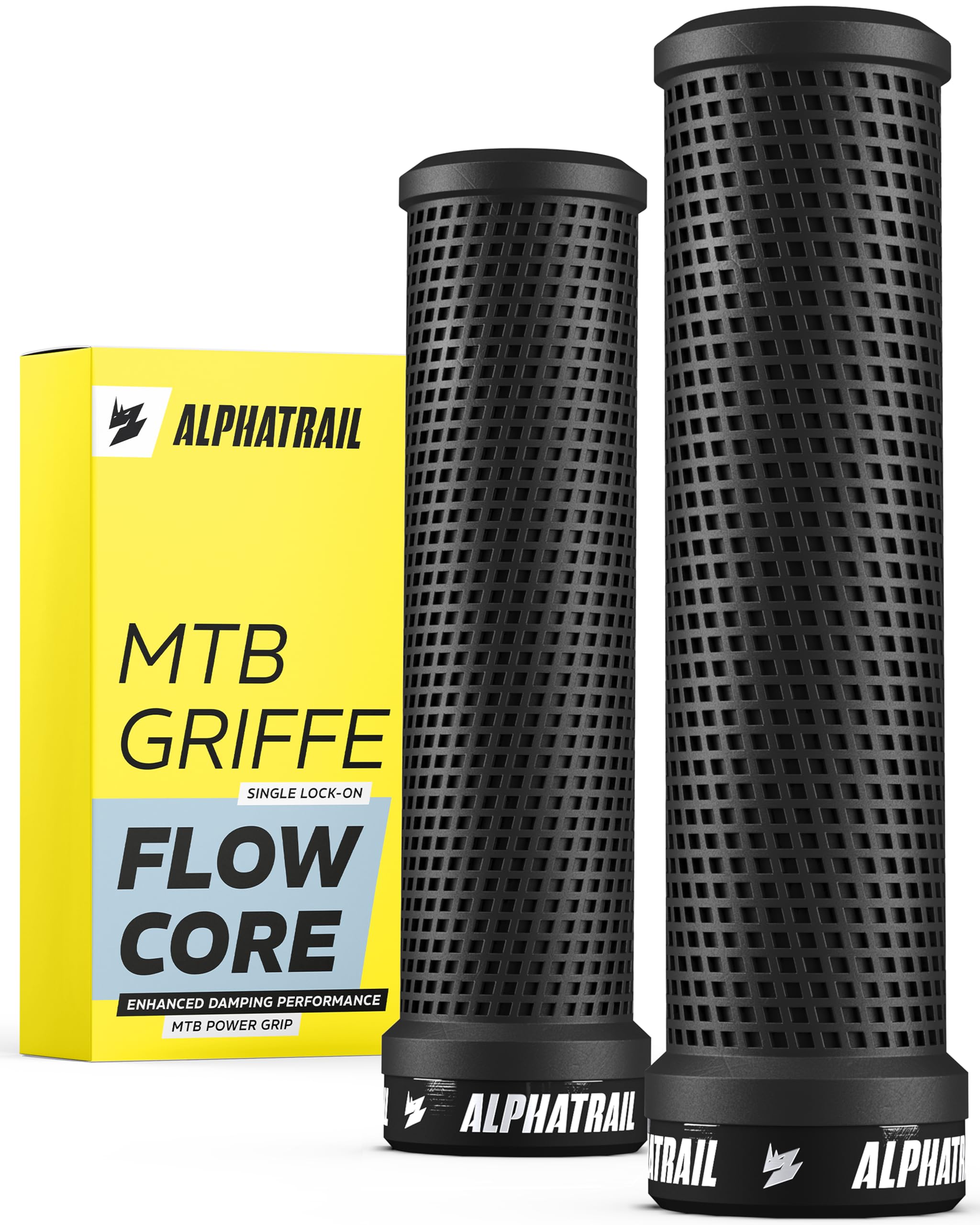 Alphatrail FlowCore mtb grips for bike & e-bike, direct trail grip, lock-on handlebar grips 22.2 mm, 1 pair, 120 g, mountain bike grips for enduro & trail-image-4