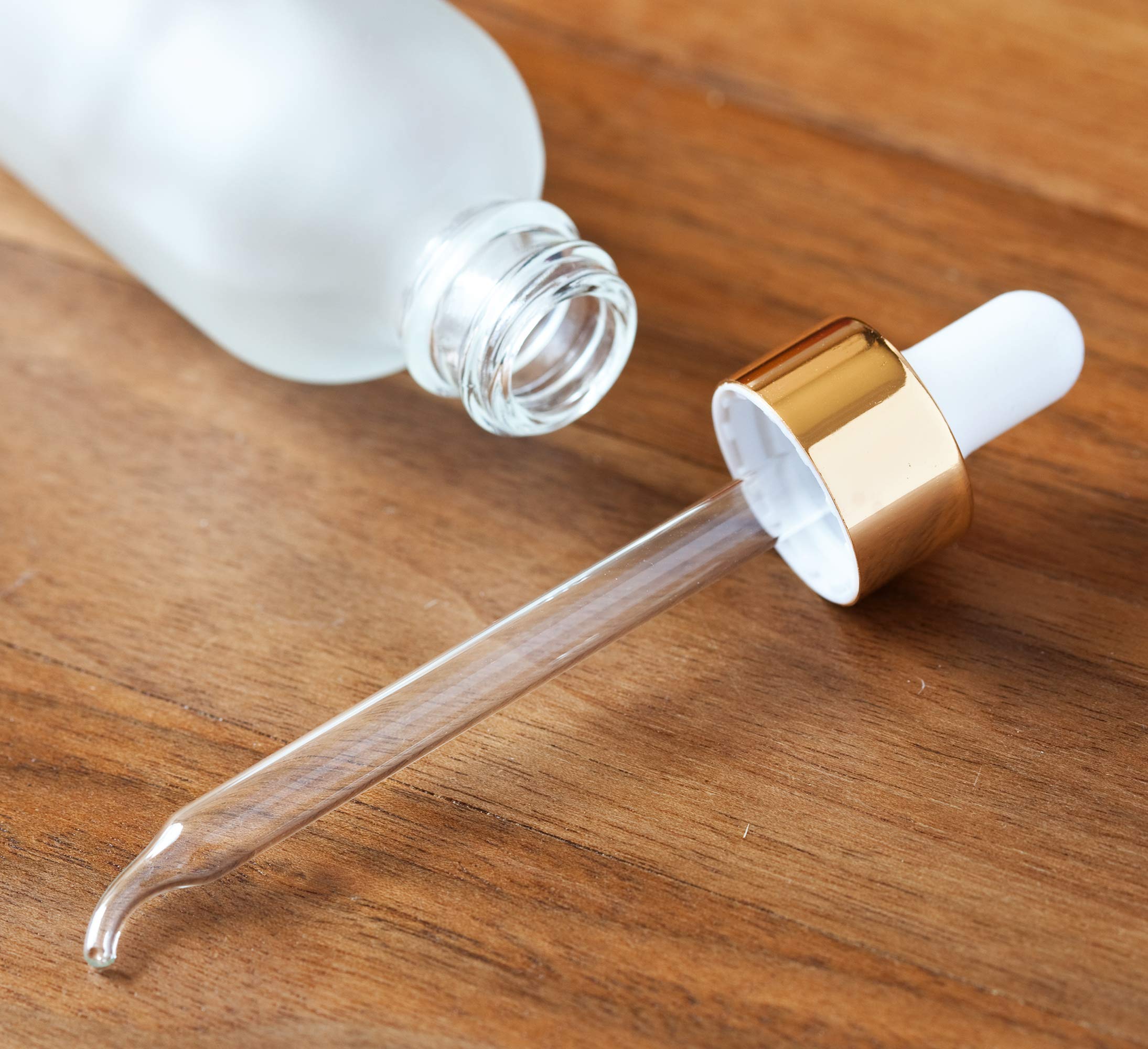 Boston Runde leere Flasche mit goldfarbenem Metall und Glaspipette (24 Stück) + Trichter