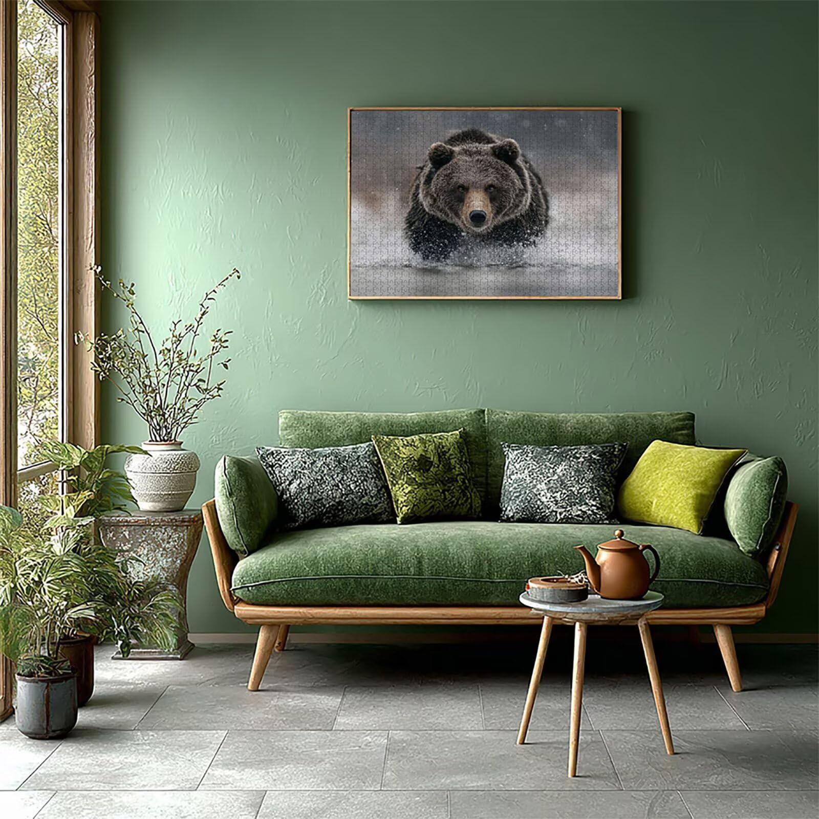 Drewniany niedźwiedź Puzzle 5000 sztuk, Puzzle dla dorosłych z pudełkiem 156 x 105 cm, łamigłówki, dla mężczyzn kobiet nastolatek, kreatywne gry logiczne, dekoracja domu prezent, 0-8065