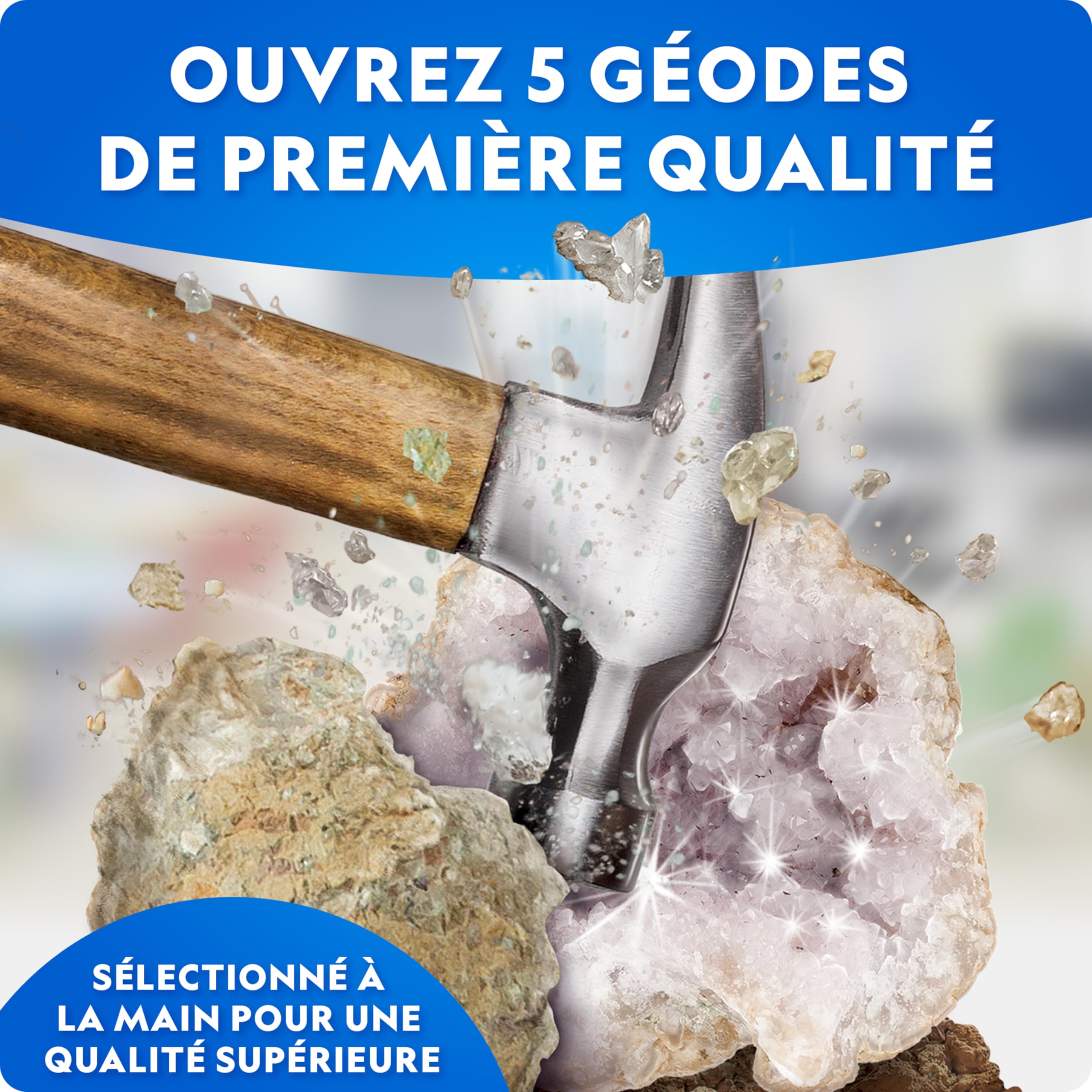 National Geographic Kit de Géodes Jumbo à Casser – Cadeau Scientifique STEM pour Enfants, Casse tes Propres Géodes + Lunettes de Protection & Support d’Exposition