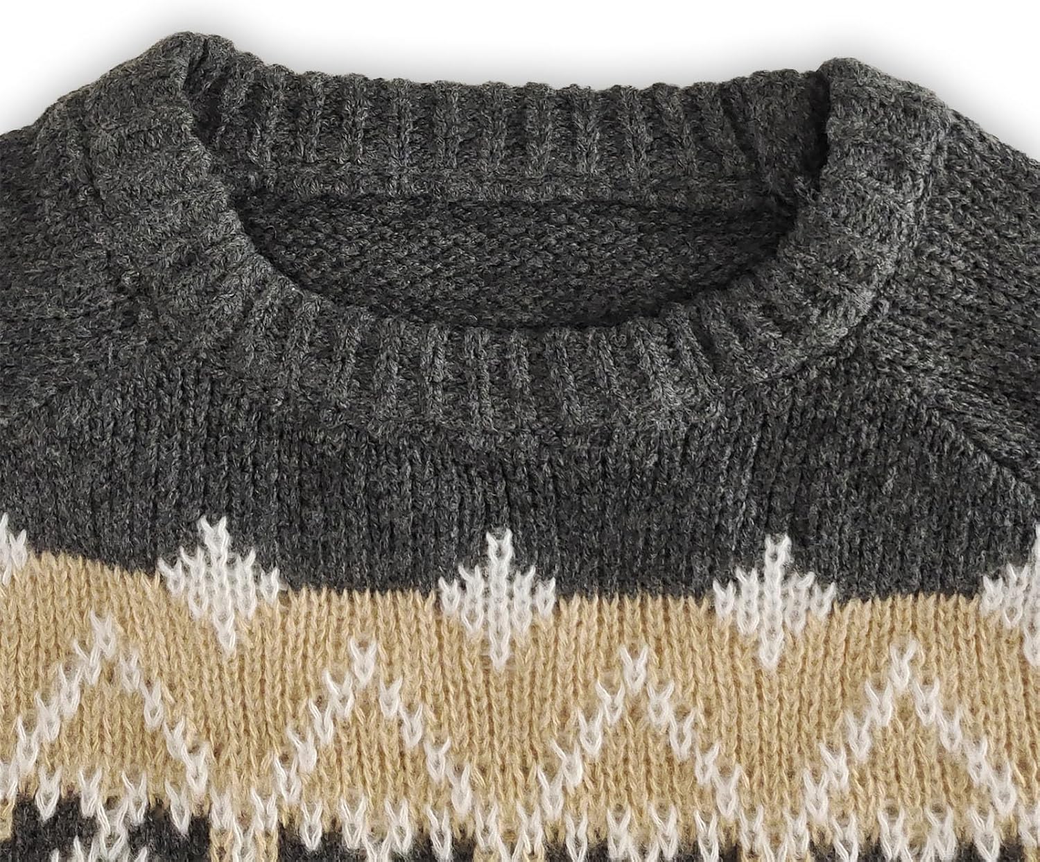 Fair Isle Vintage Sweaters for Women, Trendy Fall Long Sleeve Boho Knit Tops, Casual Oversized Cozy Pullover Crewneck Sweater - Image 3