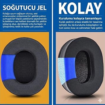 SteelSeries Arctis 1/3/5/7/7+/7P/7PPlus/7X/7X+/9/9X/PRO/Prime ile Uyumlu Soğutucu Jel Kulaklık Pedi - İpeksi Serin Kumaş ve Hafızalı Köpük (Memory Foam) Kulaklık Süngeri (Soğutucu Jel - Kumaş)