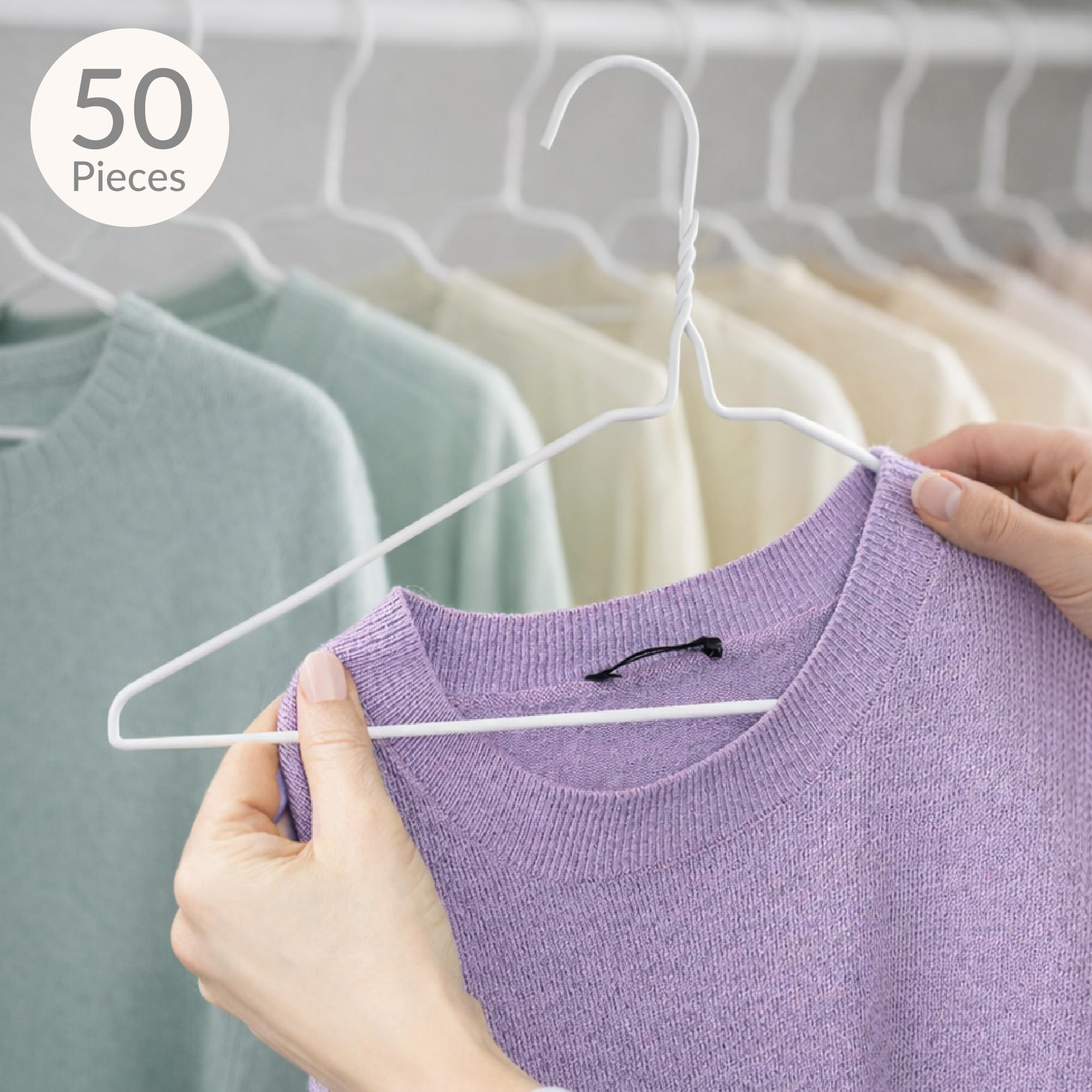 Hangerworld 50 Grucce in Metallo Bianco 40cm Salvaspazio Extra Strong per Lavanderia